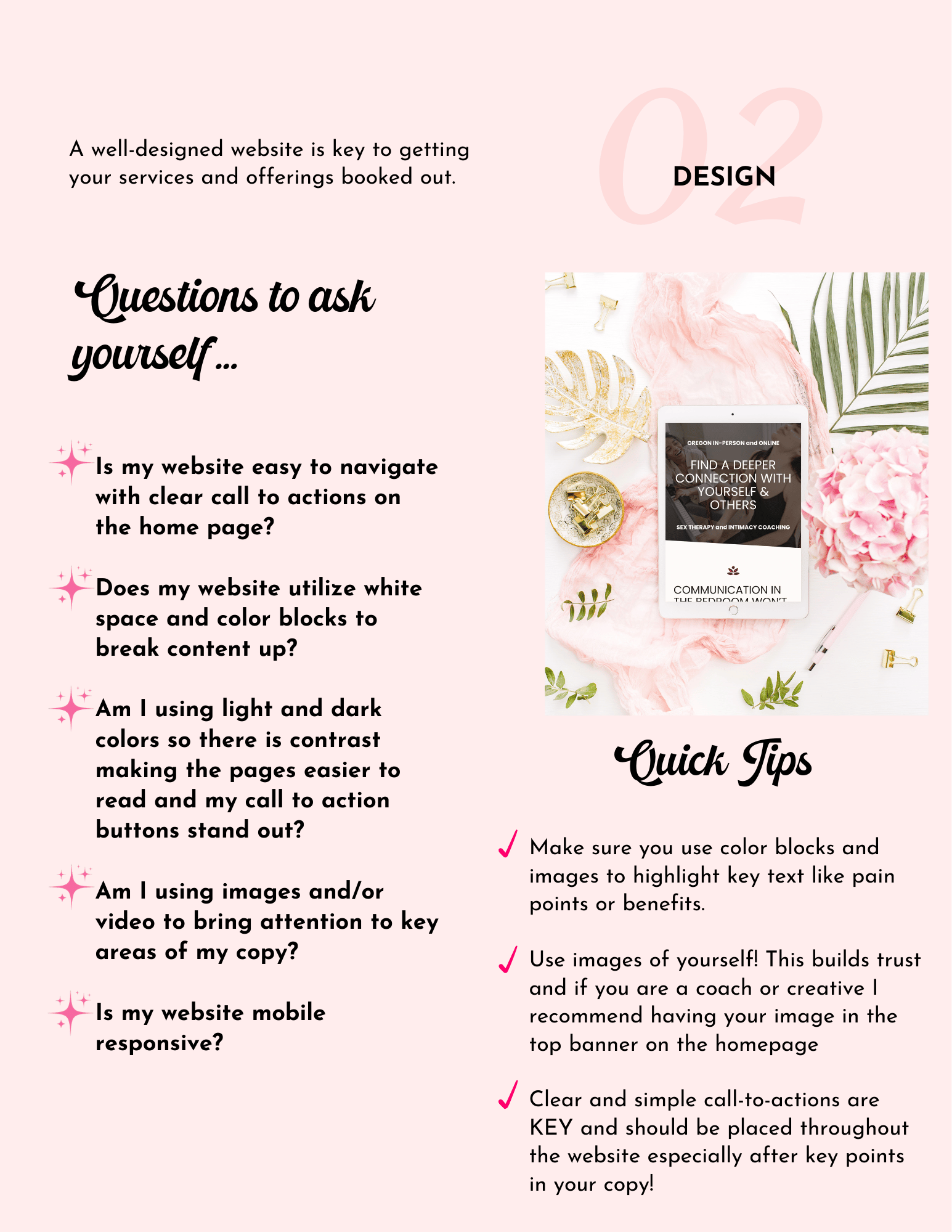Image that features Design Tips from the Website Must Haves Checklist