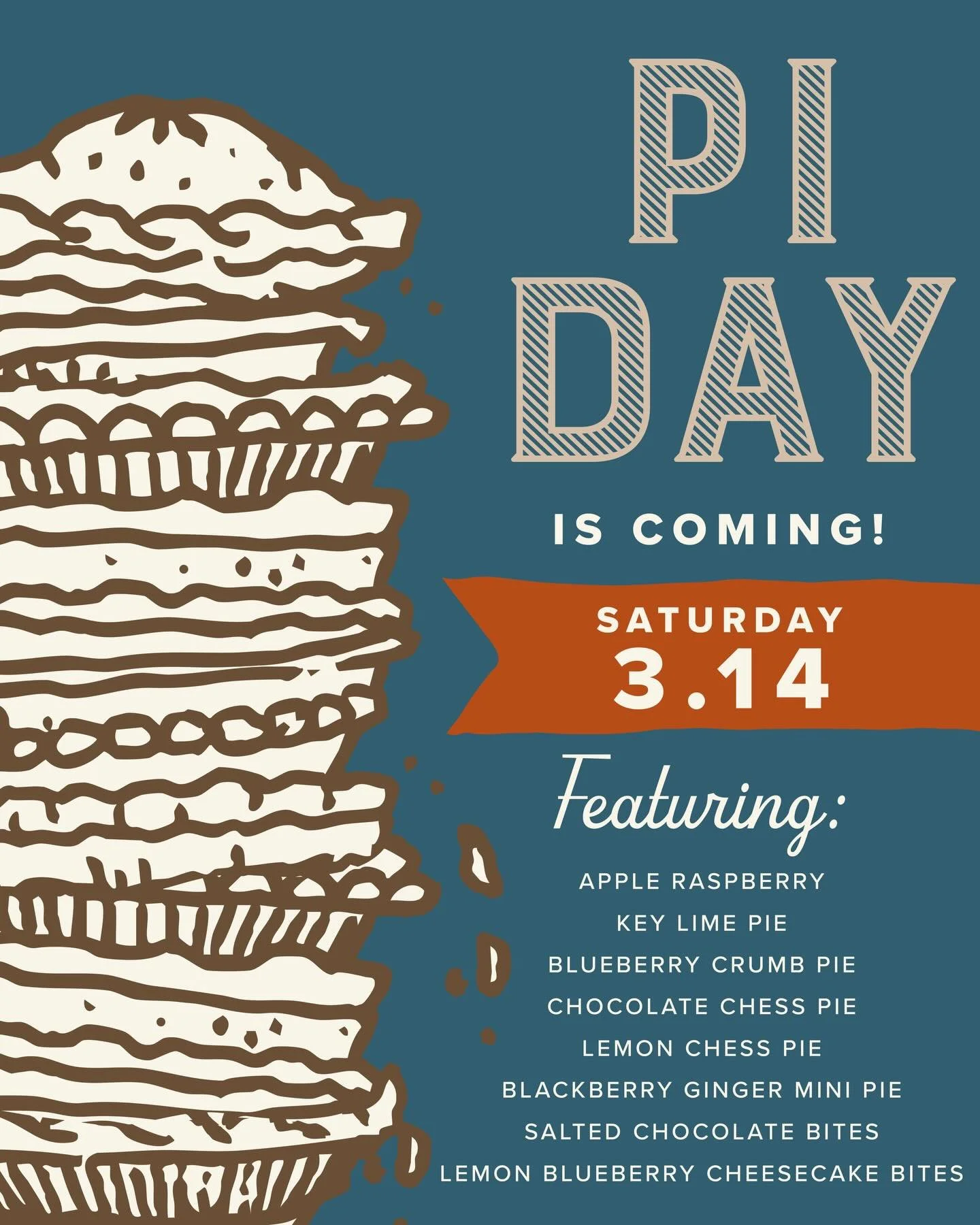 Pi Day is Saturday, are you ready?!
&bull;
We have a LOADED menu to celebrate this quirky little holiday that&rsquo;s always been such a special part of our year over here at The Pie Bar 🥧
&bull;
From mini pies to slices to full sized pies, we have 