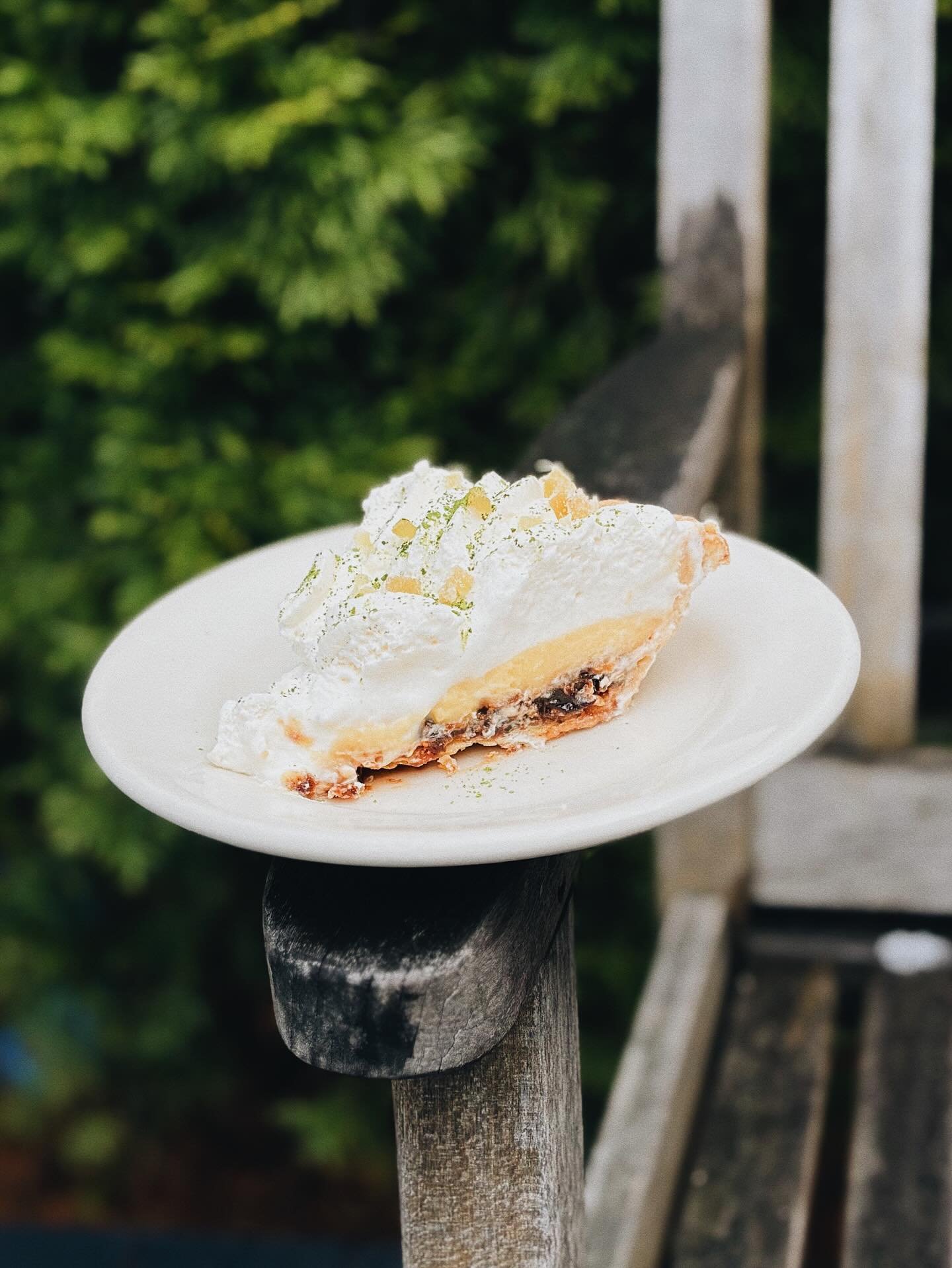 Introducing our newest flavor&mdash; FROG Pie! 🐸
&bull;
This little cutie is crafted from a layers of house made Fig, Raspberry, Orange, &amp; Ginger (see what we did there) jam, vanilla pastry cream, and whipped cream&mdash;all dusted with matcha a