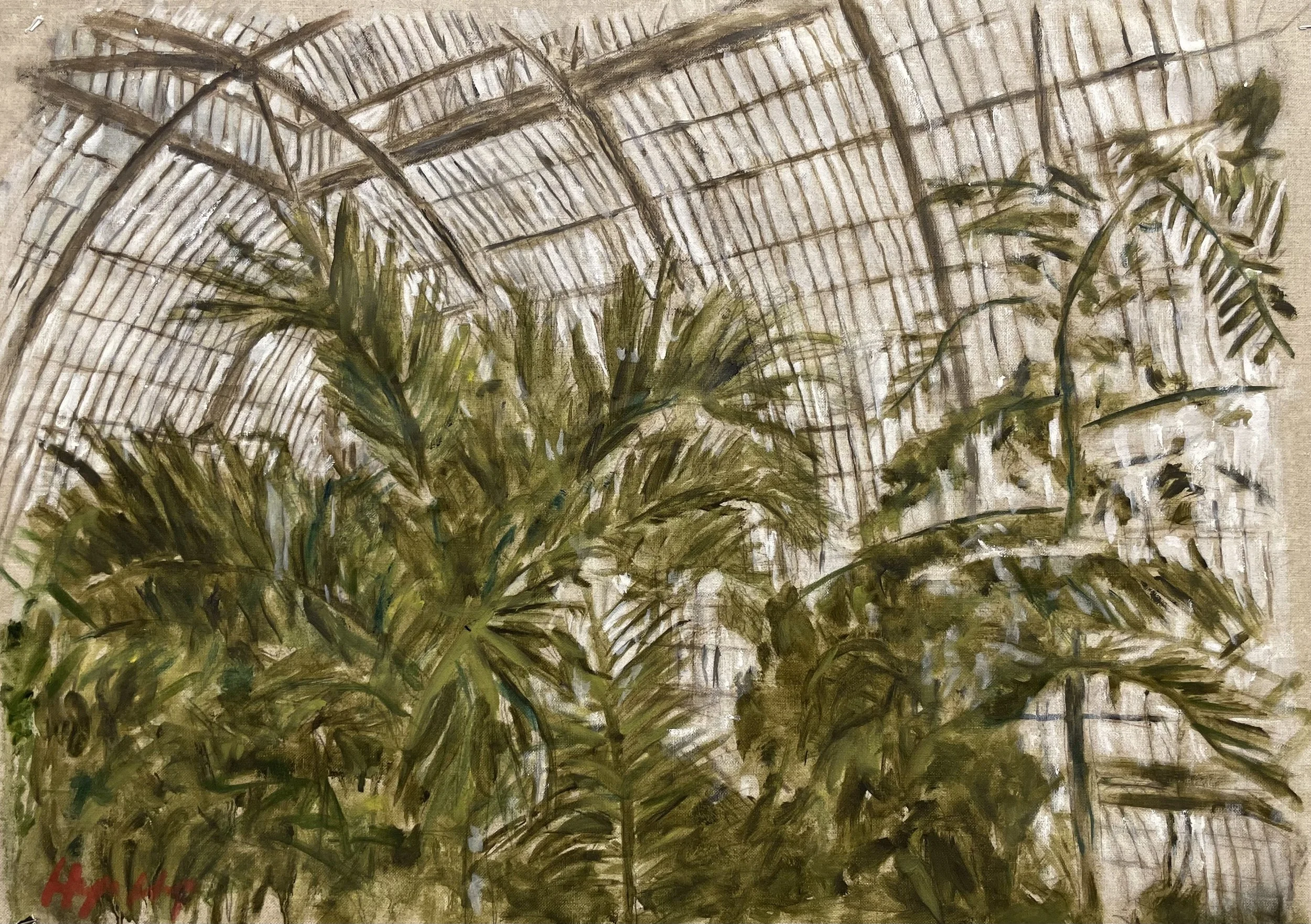 Glasshouse. Oil on linen. 40 x 60cm.