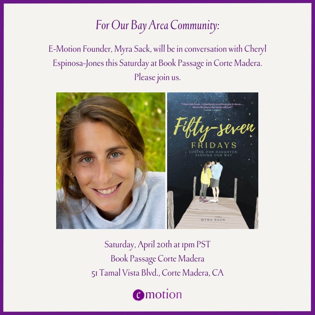 I am so honored to join Myra Sack for a conversation at Book Passages tomorrow. If you are anywhere near Corte Madeira please join us. If you can't. listen to our interview on Good Grief and READ THE BOOK! You will not regret it.
#loss #grief #childl