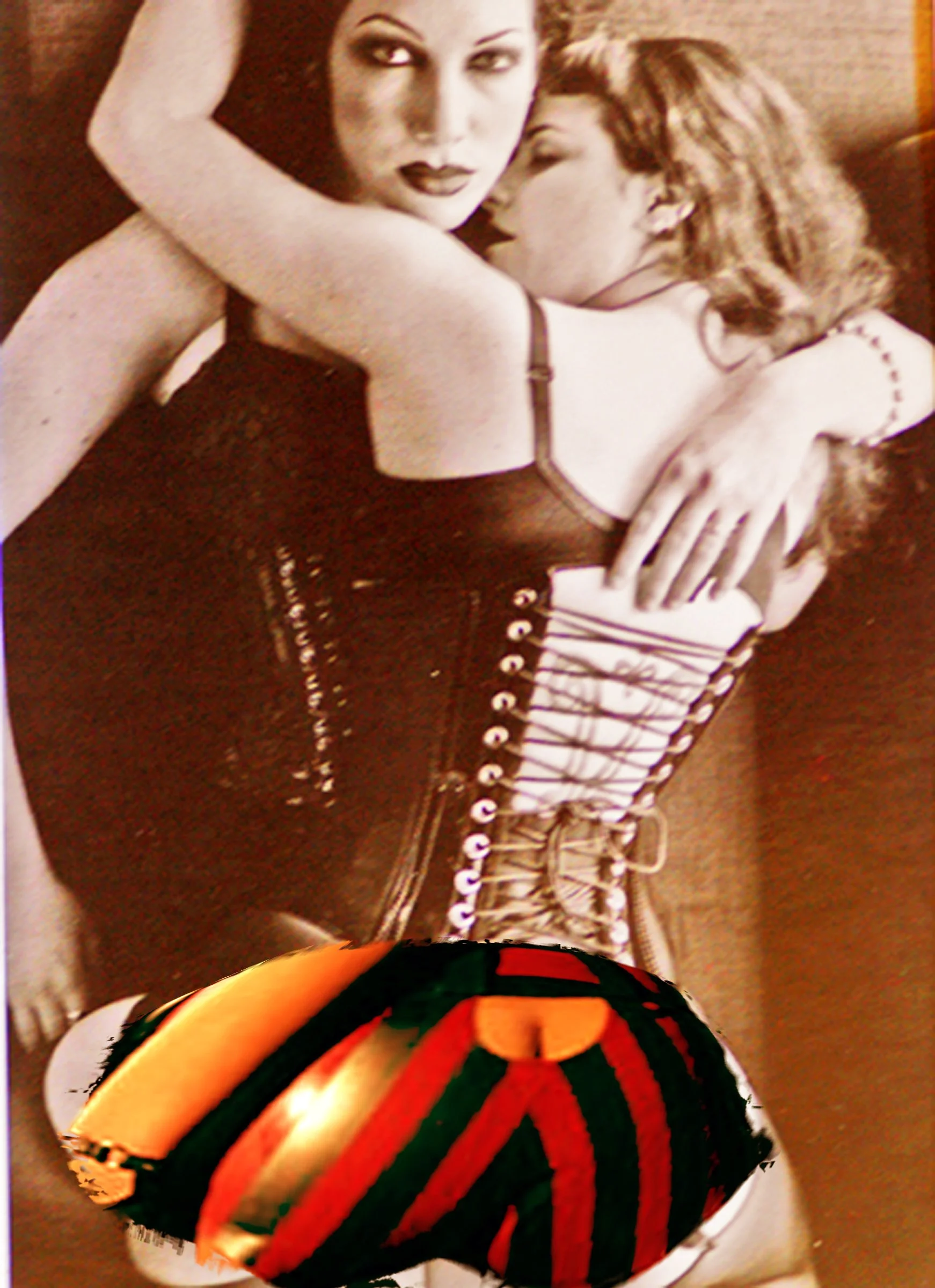 Photoshop composition adding striped booty shorts. *with the butt crack of course!!