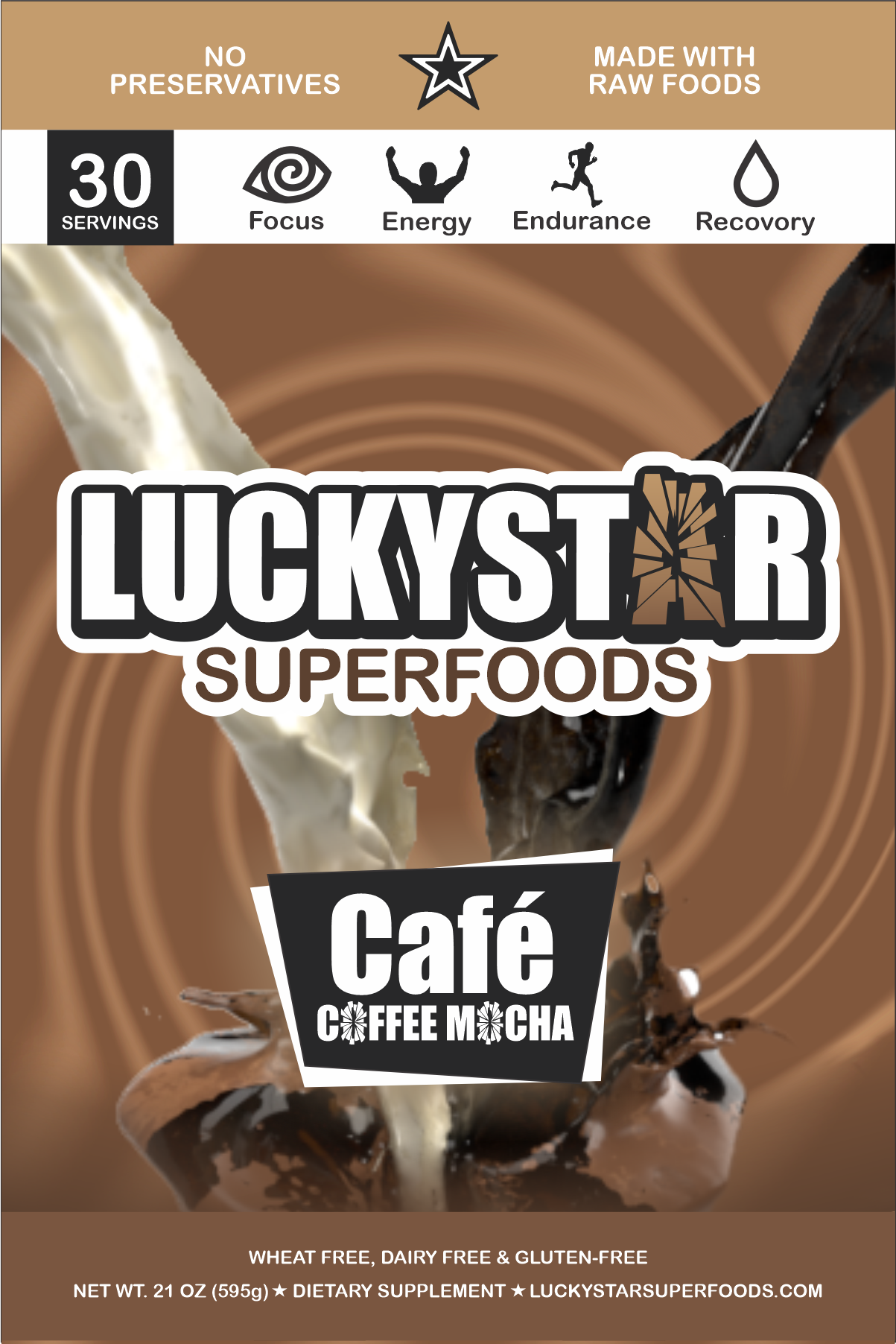 Front product label. I referenced some designs of video game box layouts to appeal to the gamers the company most wanted to connect with. To keep the design simple yet energetic, I opted for more icons than text to drive the products benefits forward