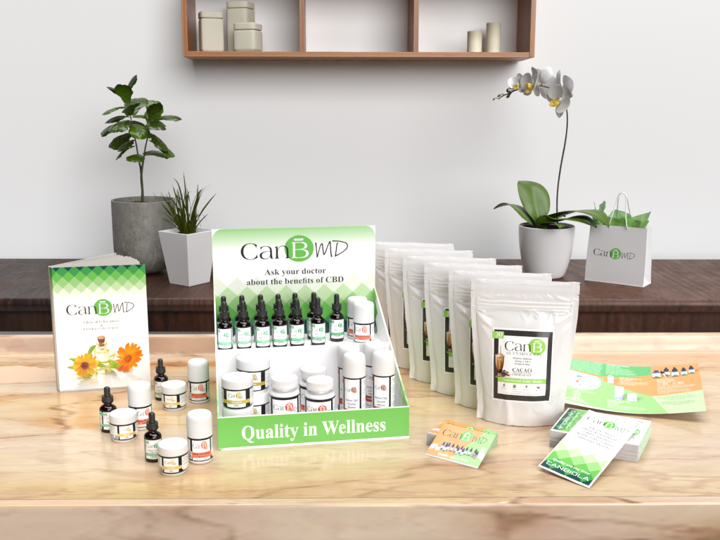 Collection product render. I designed an all in one package for the sales team to easily sell and distribute a full starter collection to their medical office clients. i developed the packaging, products and supporting documents in a way that would f