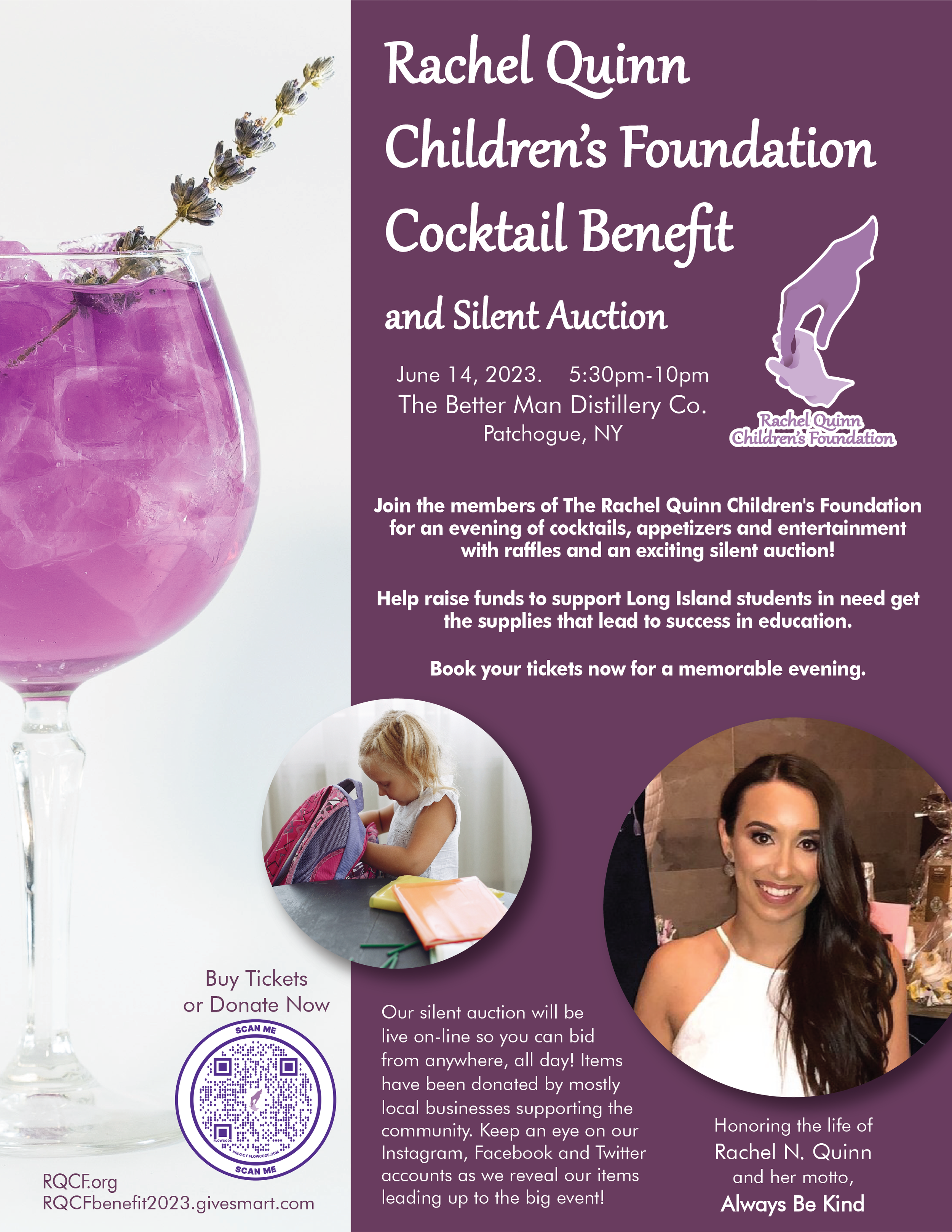 Event flyer for annual cocktail benefit