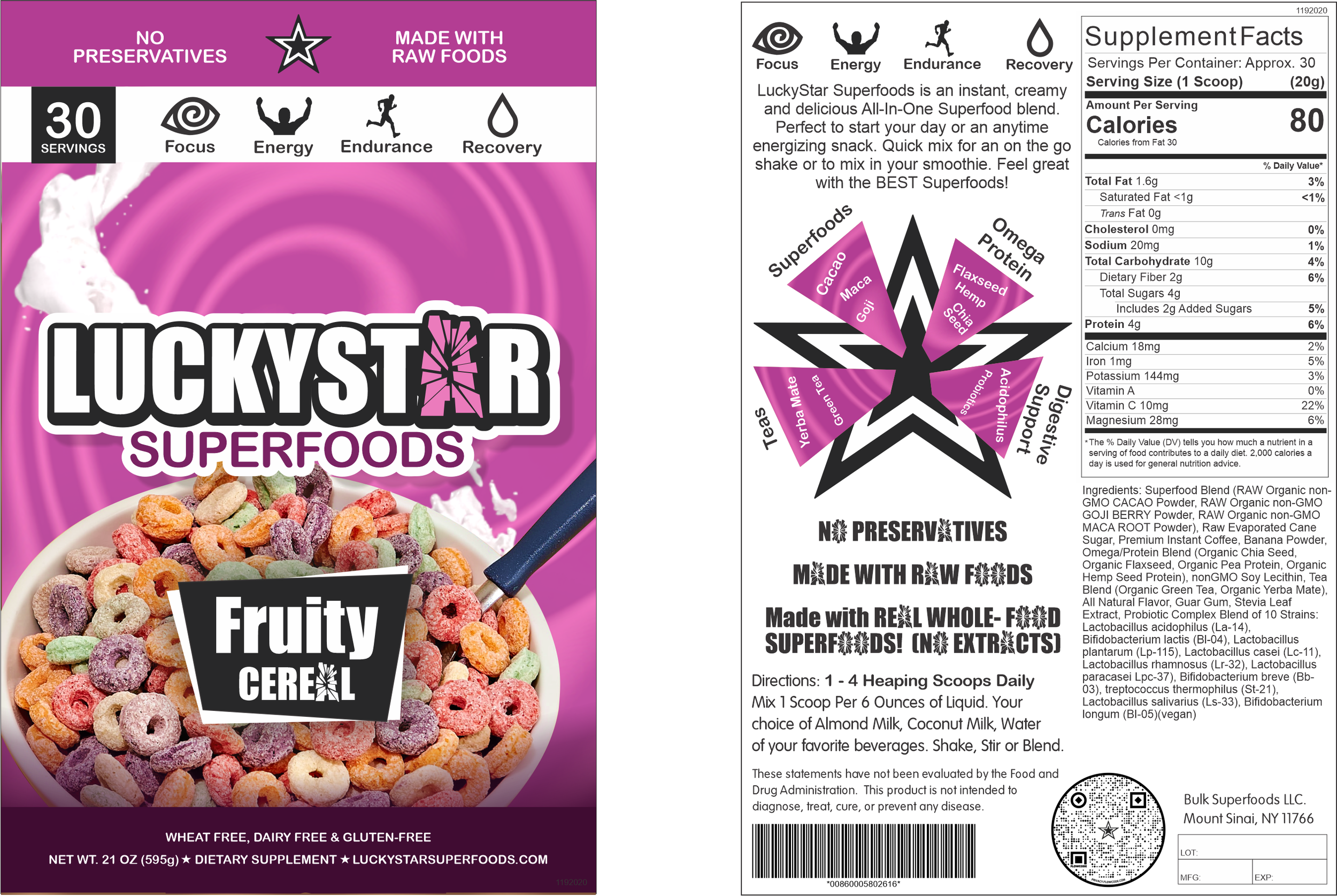 Front and back label design. 