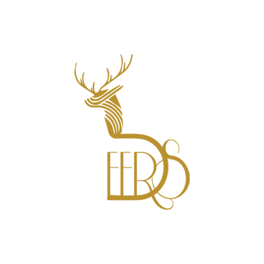 A stylized logo featuring a gold deer head with antlers above the interwoven initials 'FBD' in gold on a black background.