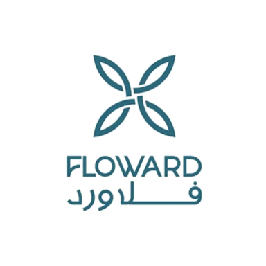 Floward logo with a stylized plant and leaf design above the company name, which is written in English and Arabic.