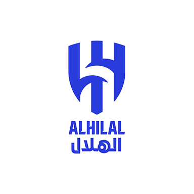 A blue logo with a stylized Arabic letter and the word 'ALHILAL' written below it in English and Arabic.