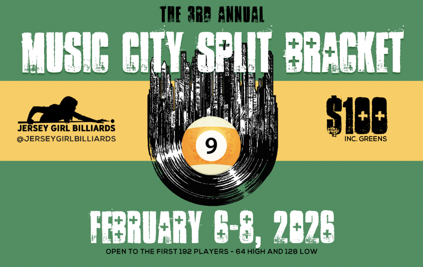 3rd Annual Music City 9-Ball Split Bracket at JOBs Madison, TN $100 inc Fees