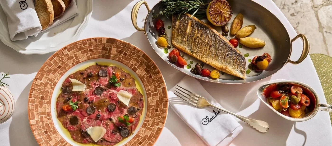 Claudie's menu items for lunch on a table spread.