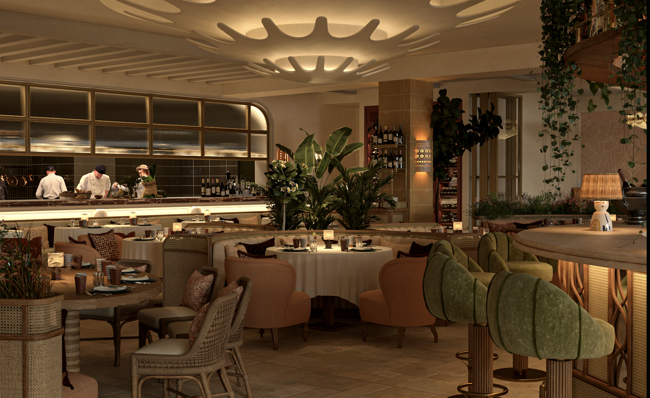 Elegant interior of CLAUDIE, with luxurious dim lighting to elevant the ambiance.