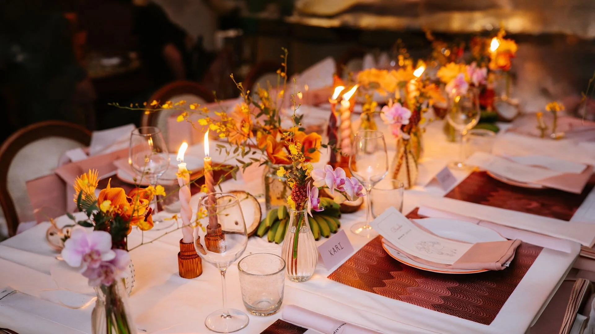Image of a romantic tableset at CLAUDIE for Valentine's Day.