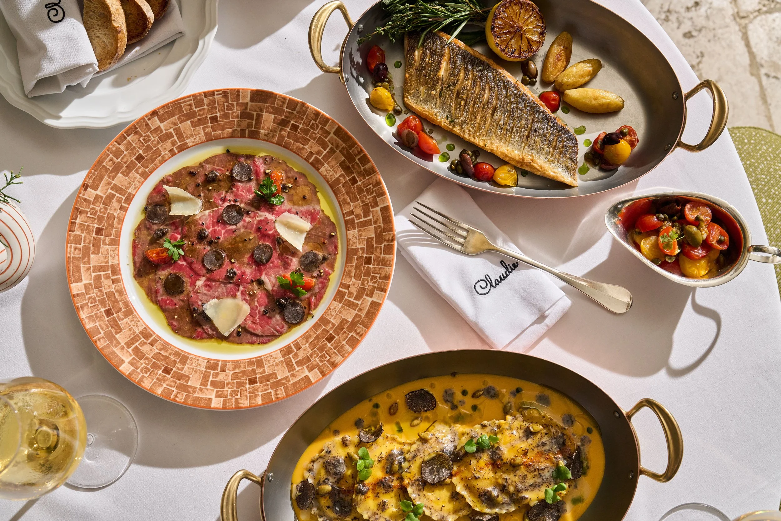 Three French entree dishes on the Claudie Menu.