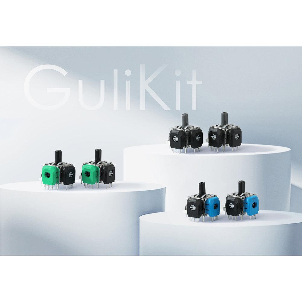 GuliKit Joystick Elettromagnetico TMR Anti-Drift per Controller PS4 DualShock, Kit di Sostituzione e Riparazione con Lunga Durata e Eccellente Stabilità Termica, Include 2 Copristick Grip per Pollici