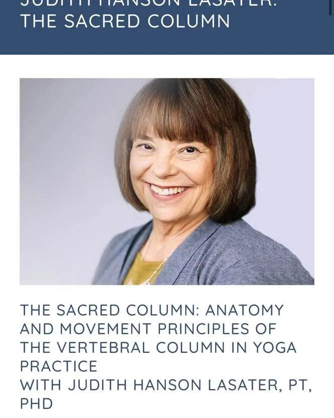 Just registered for a new training and I couldn&rsquo;t be more excited!!

The Sacred Column with Judith Hanson Lasater &mdash; a beautiful opportunity to deepen my practice and teaching, and to learn from someone so respected in the yoga community.

