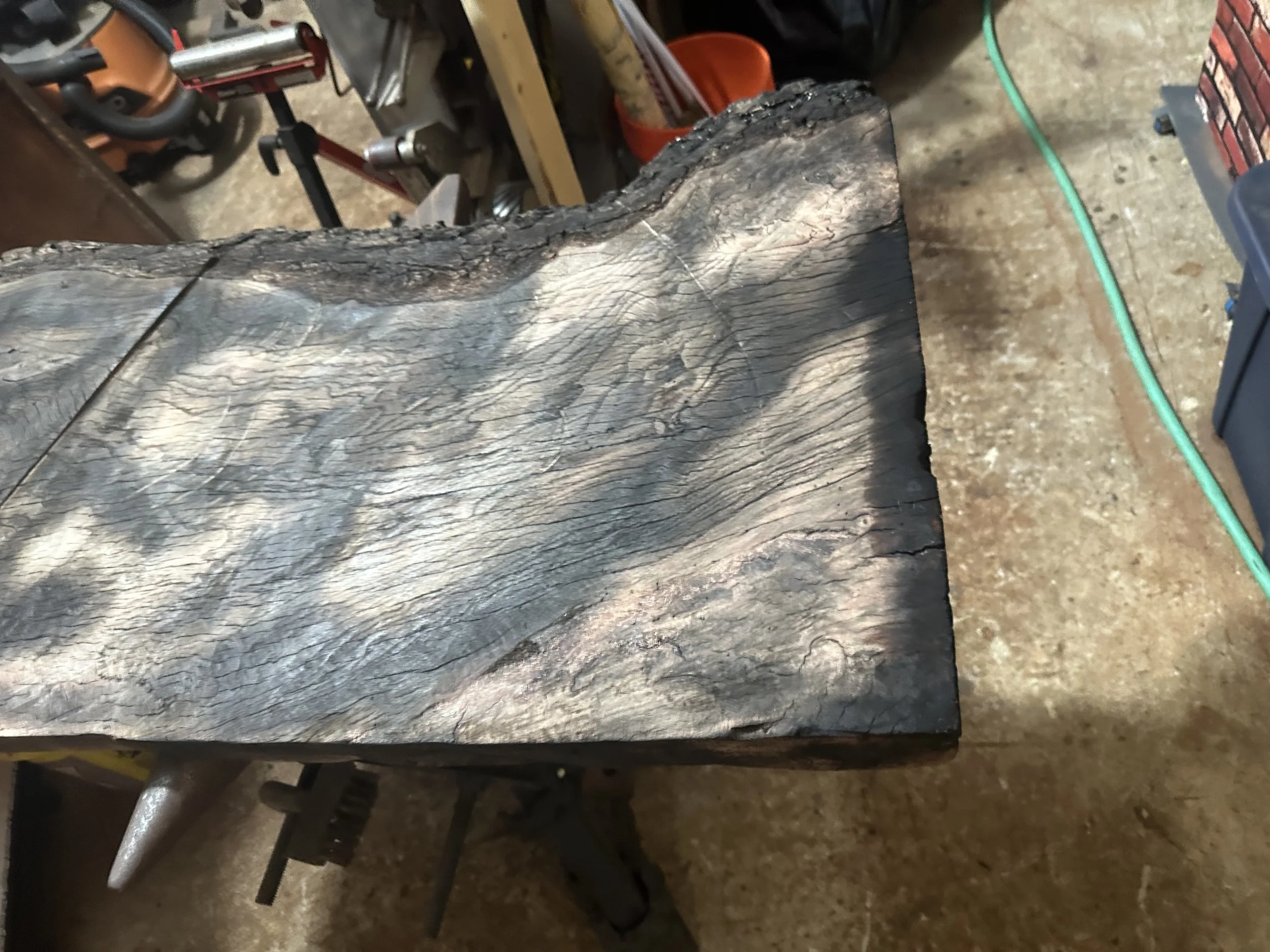 Wood slab before re-finishing