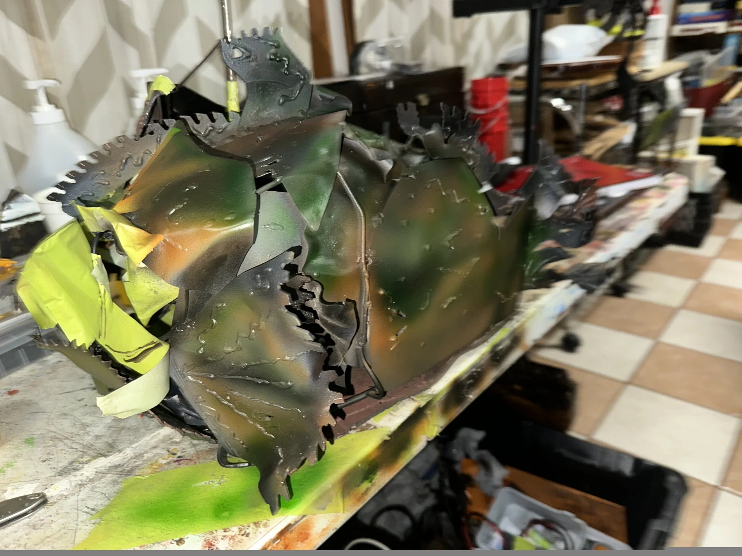 Angler fish lamp - Scrap saw blades for fins | In Progress