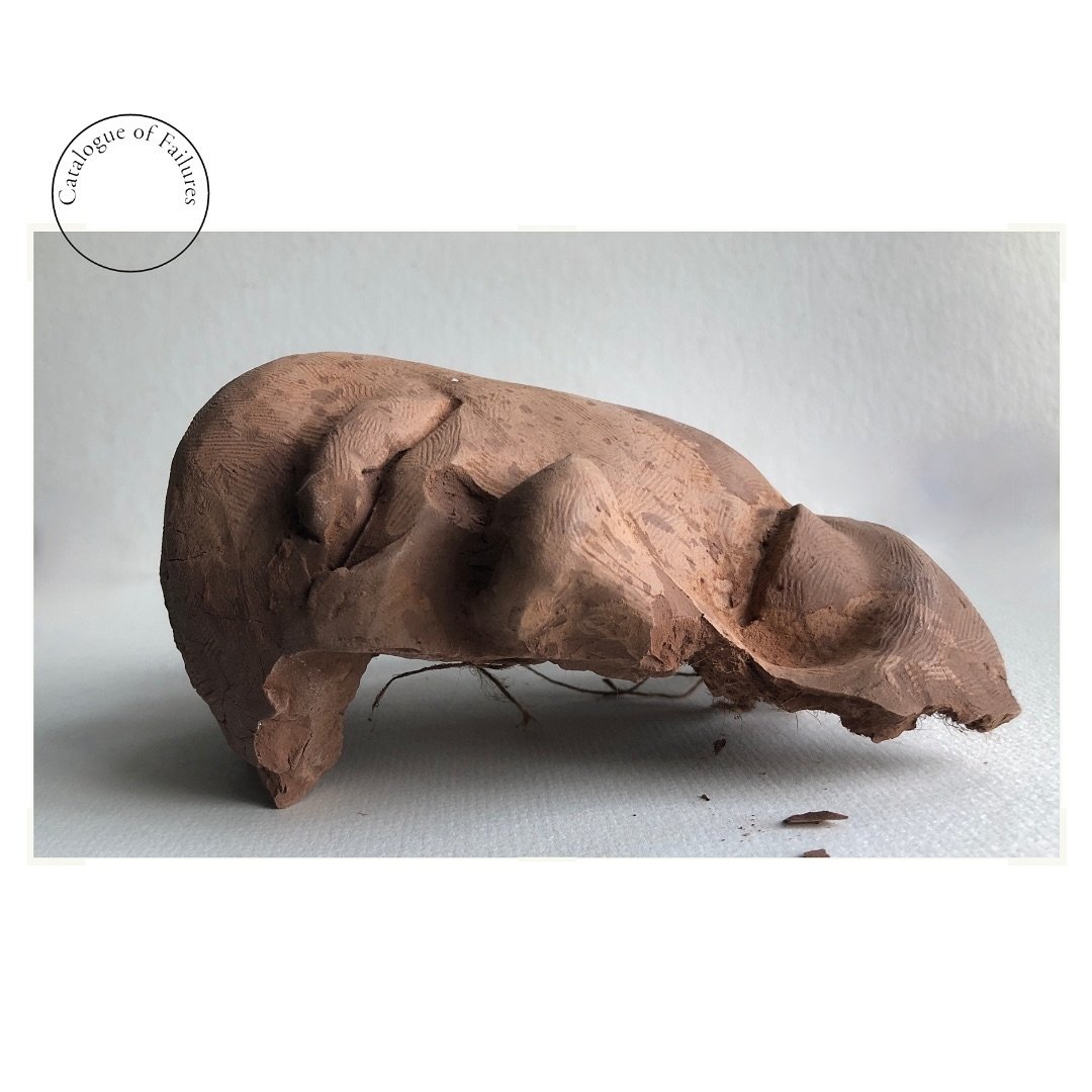 Untitled - version 2
(unfired clay, hessian, impatience, 21cm x12cm x9cm)
2022
Olivia Clifton-Bligh @oliviacliftonbligh 
.
Featured in Issue 4 of the Catalogue of Failures, available now via the link in bio.
.
.
.
#catalogueoffailures #sculpture #imp