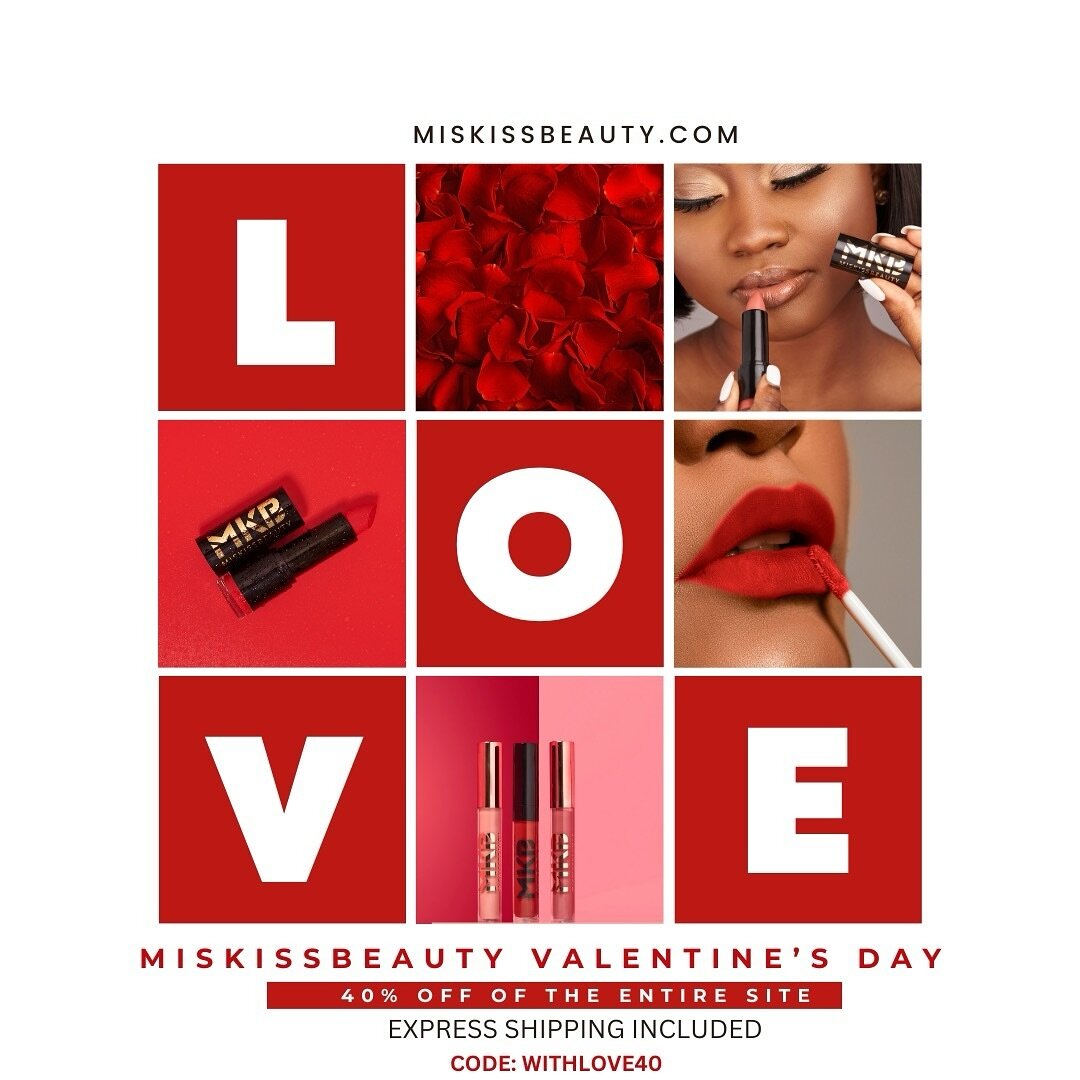 February is a month of love🩷

Use code &ldquo;withlove40&rdquo; for 50% off our entire website. Shop while supplies last. 

Shop Miskissbeauty.com

#mkb #miskissbeauty #makeuptutorial #darkskinmakeup #lipglossjunkie #lipstick #beauty #ibs