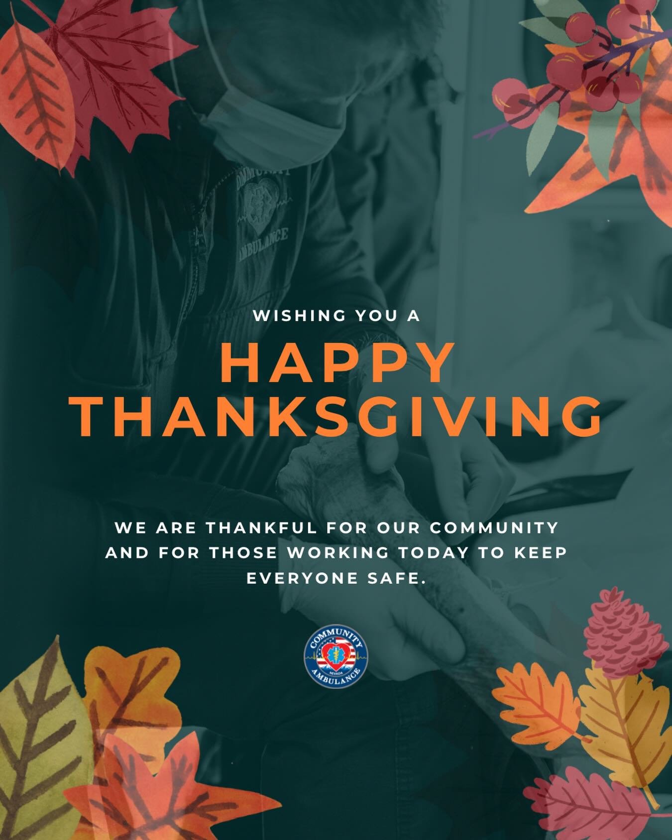 Thankful for our community, our crews and everyone spending today caring for others. Wishing you all a safe and Happy Thanksgiving.