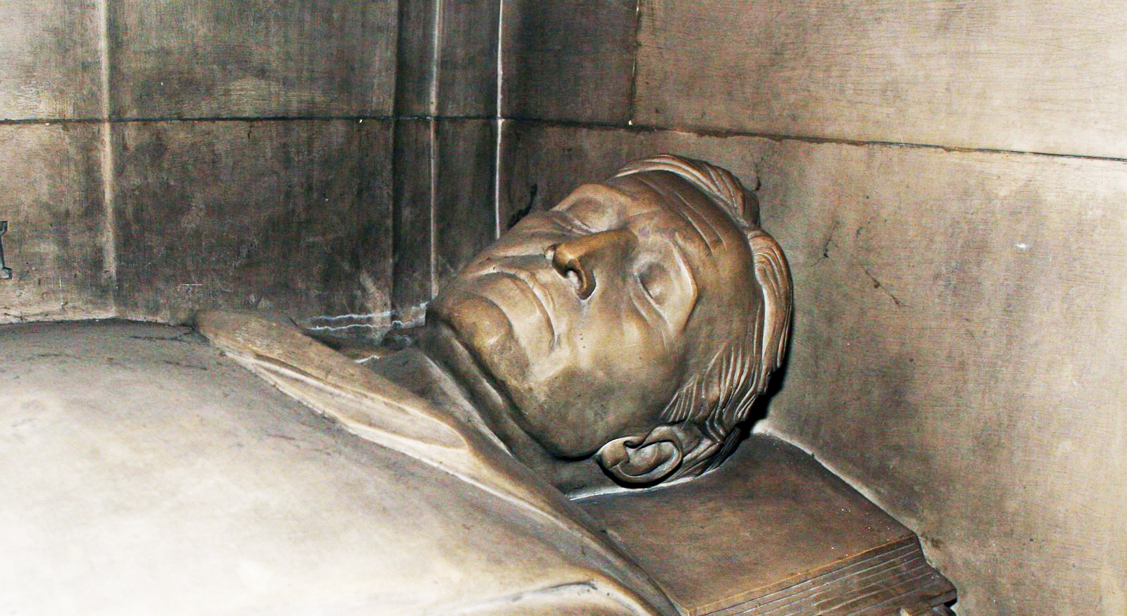 Goodhue's head, modeled from the death mask.