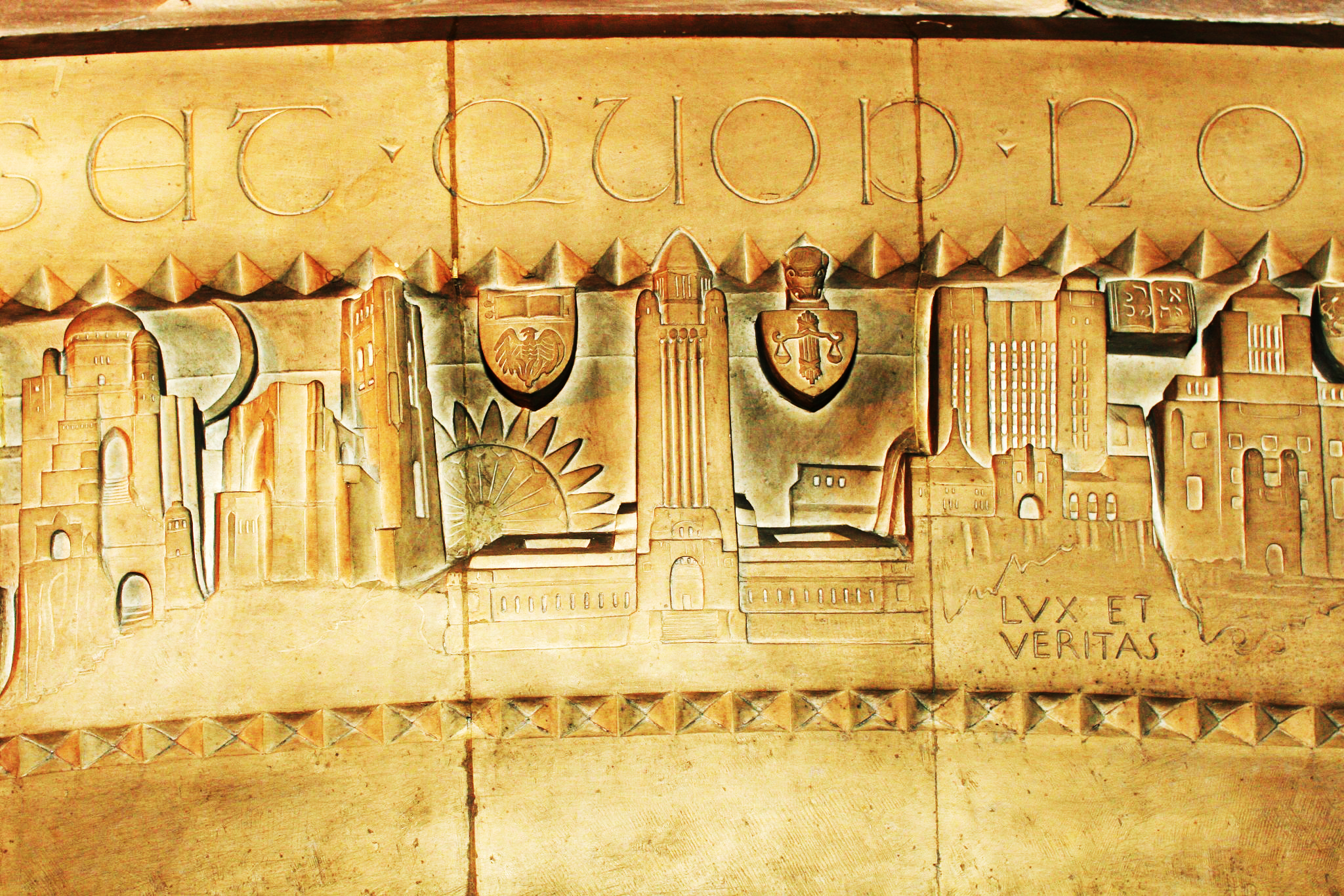 Closeup detail of the Nebraska State Capitol, his largest commission. 