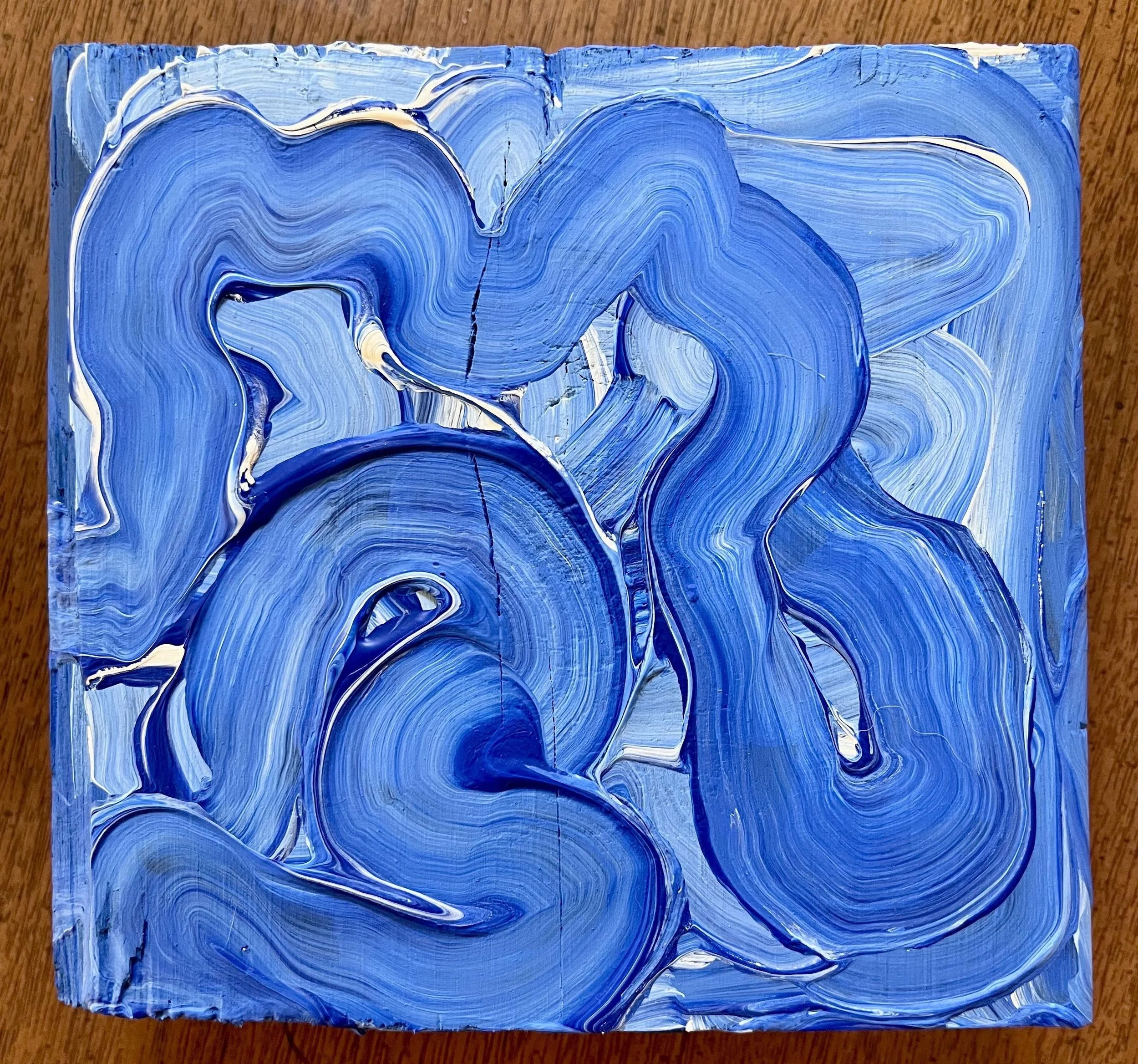 "Blue Serpent" Acrylic on Wood 5"x5" 