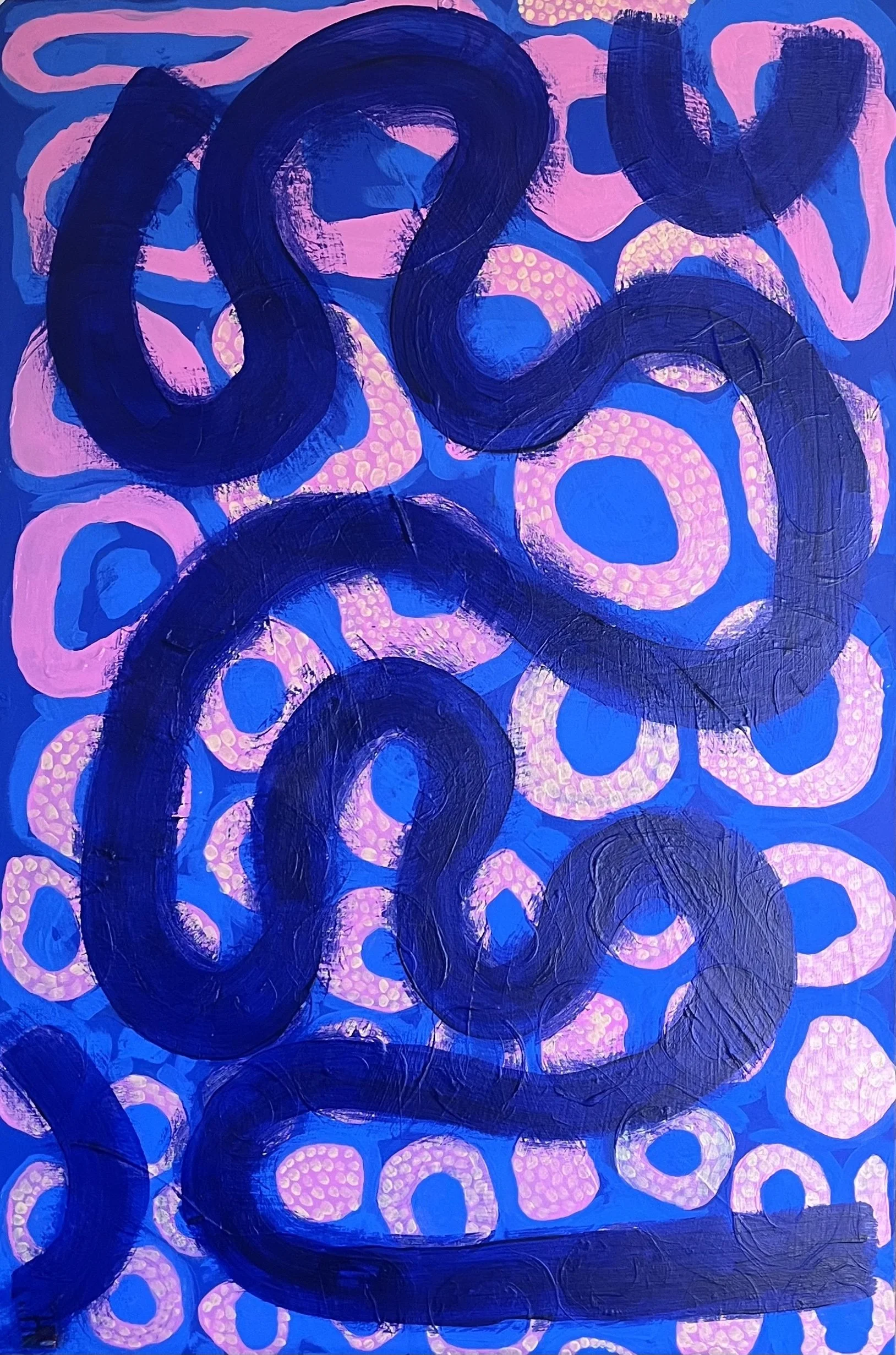 "Cells" Acrylic on Wood Panel 24" x 36" Framed