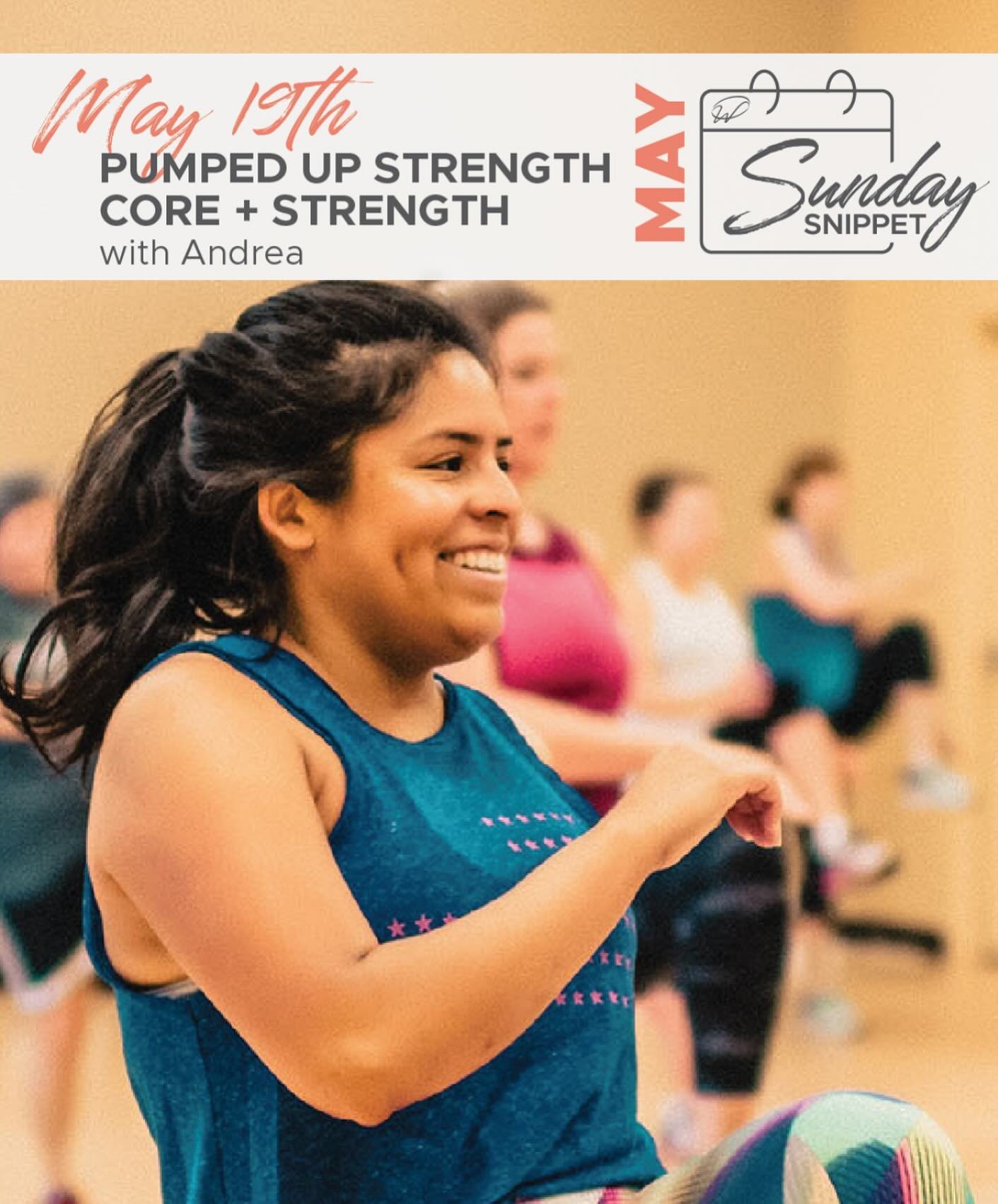 Join @andreacblum for some Pumped up Strength Core block + Strength tomorrow at 10 am 🎉