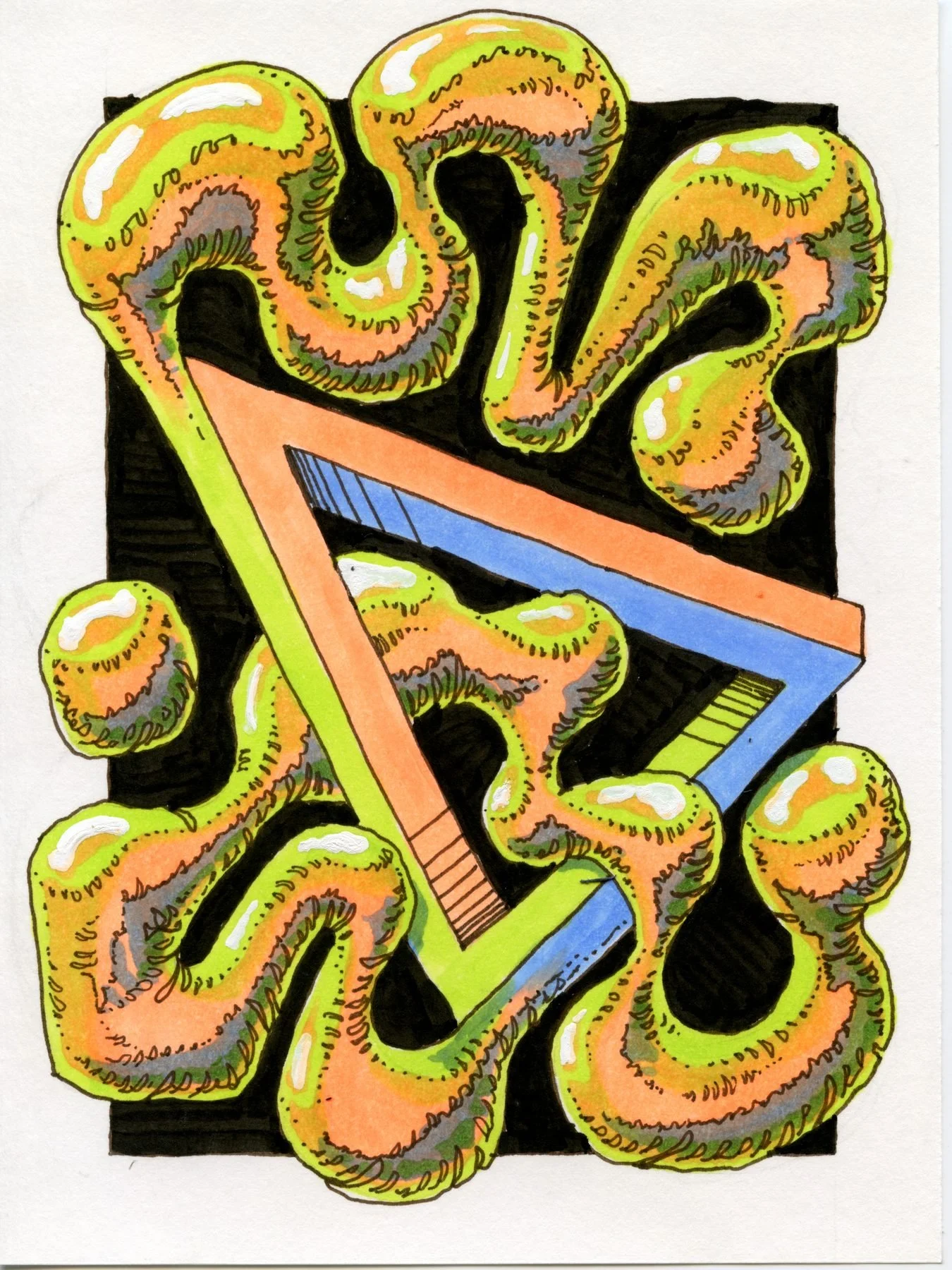 Penrose flexuosity, 4.5x6" pen & ink on paper, 2026