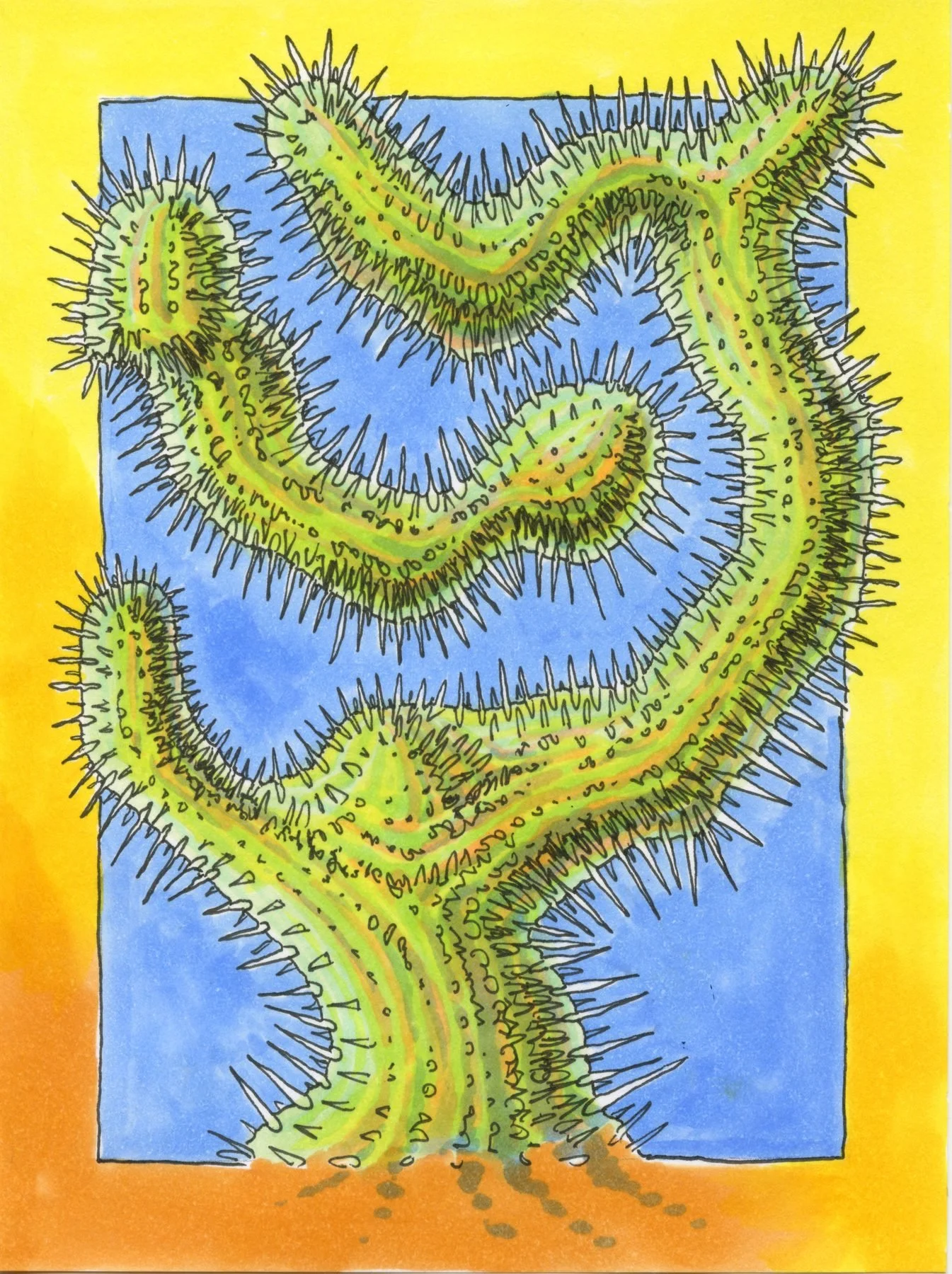 Surreal Saguaro, 4.5x6" pen & ink on paper, 2025