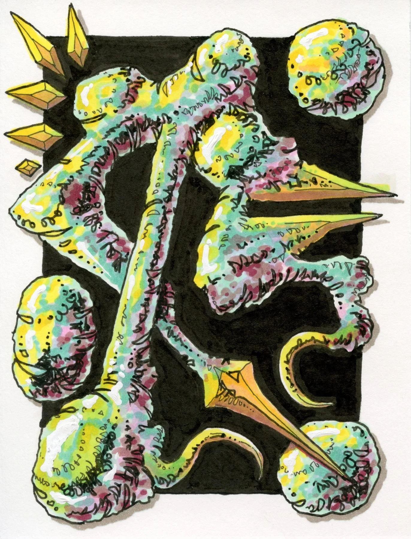 Fragments, 4.5x6" pen & ink on paper, 2025