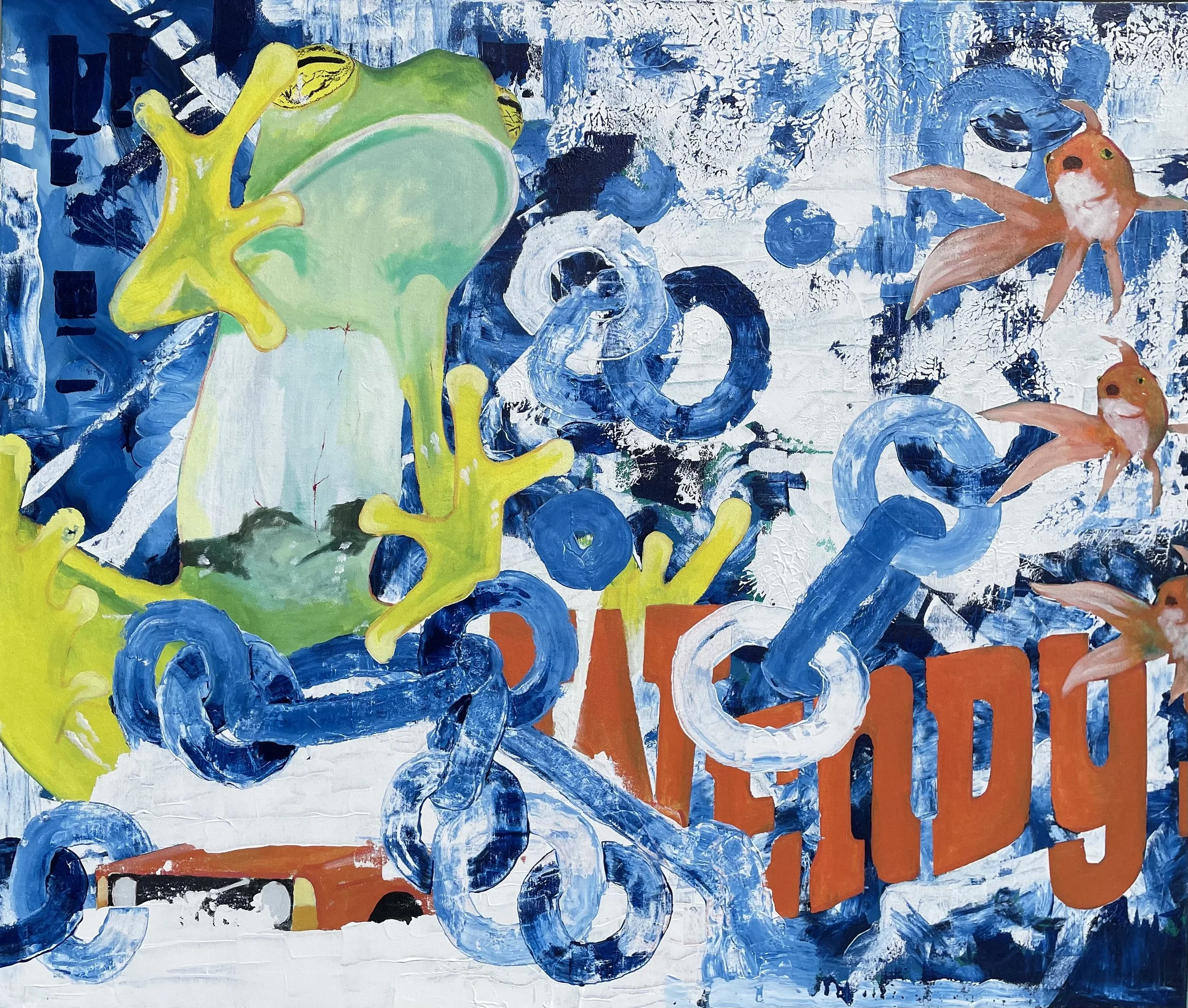Glass frog, 40x47'' Acrylic on canvas. 
October 2023