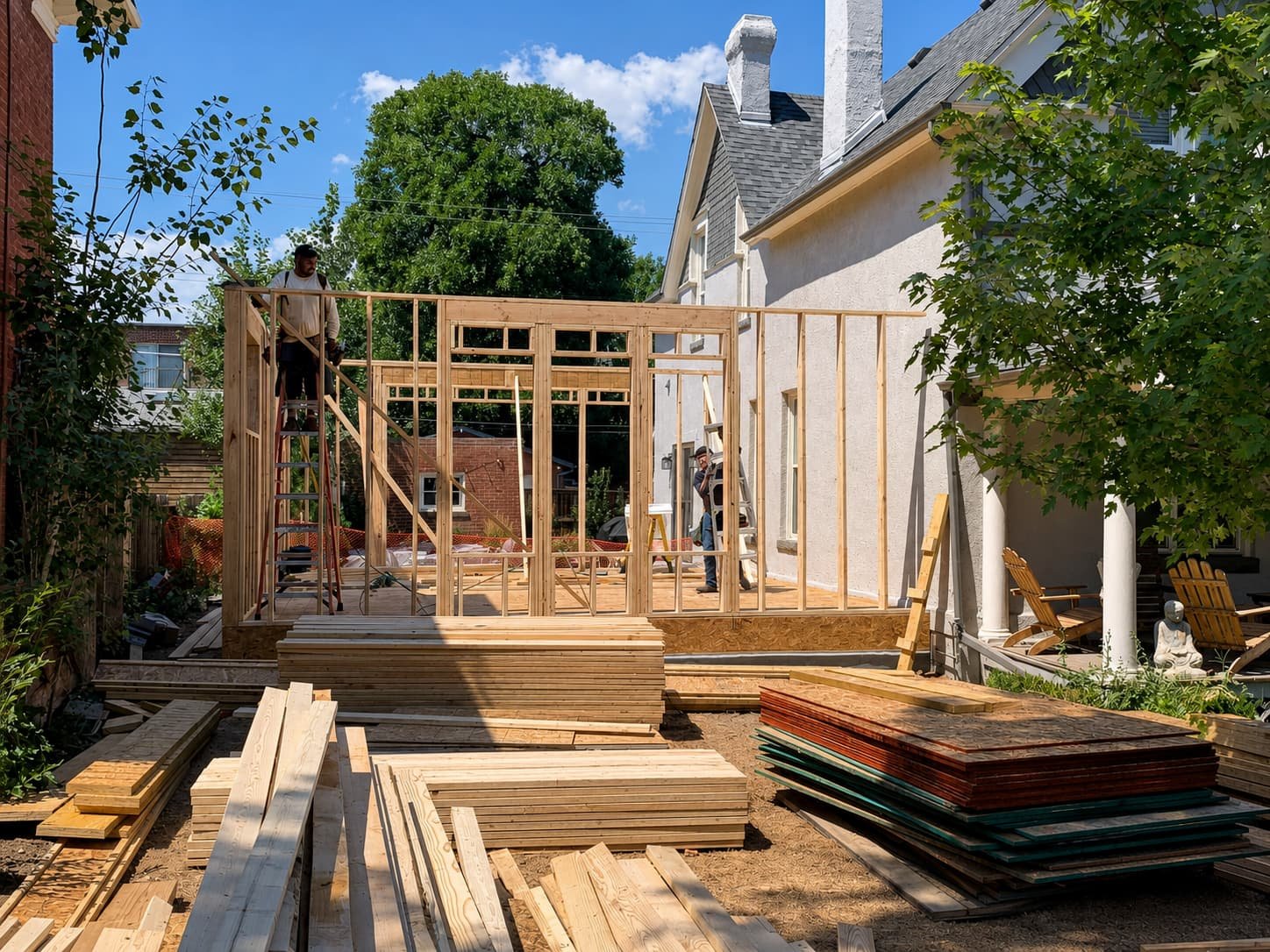 External construction on the Margot home addition project in Denver