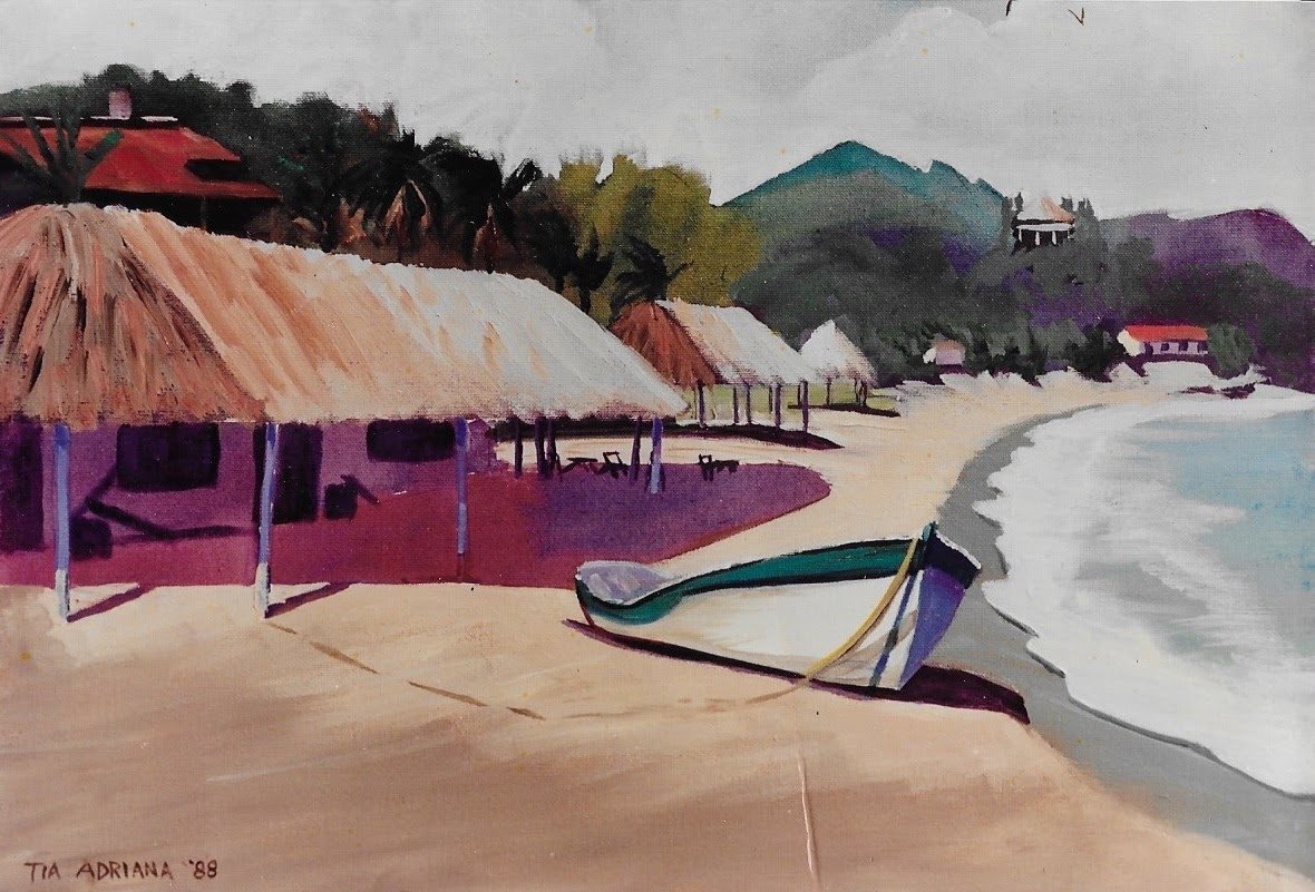 Historic painting of Sayulita celebrating the legacy of Tía Adriana Hospitality and one of the town's first boutique hotels.