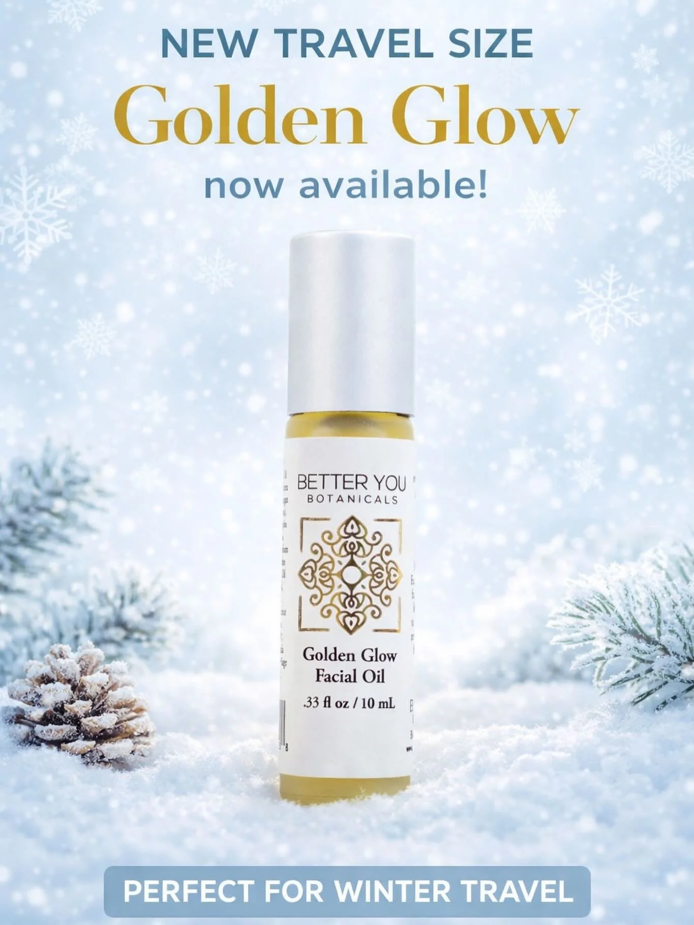 ✈️✨Just Launched: Golden Glow Facial Oil - Travel size!

TSA-friendly and ready for your next winter getaway 🛫

This little bottle keeps your skin nourished, calm and glowing whenever you go 💕

Slip it in your carry on 👝and keep your glow all seas