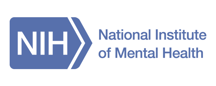 Logo of the National Institute of Mental Health with the acronym 'NIH' inside a blue hexagon and the full name written to the right.