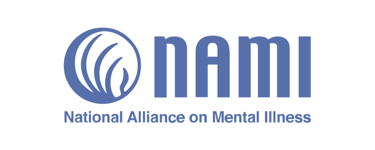 Logo for the National Alliance on Mental Illness (NAMI), featuring a circular emblem with stylized figures and the organization's name.