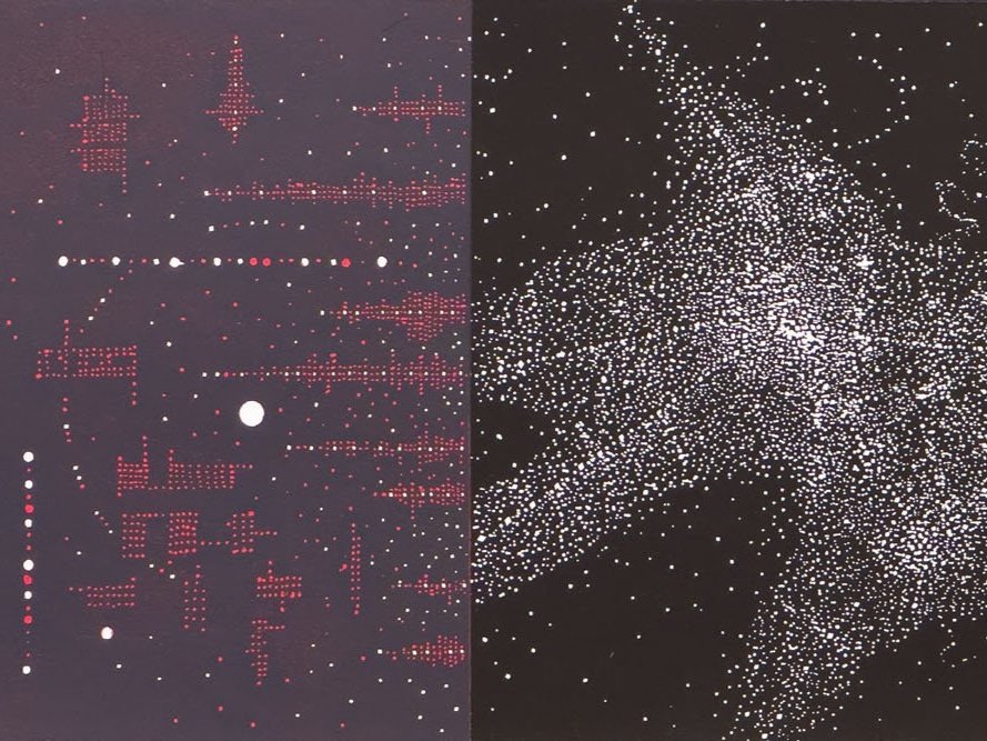 Chart # 1 With Steller Metropolis, Sus, Variation 2 Reduction Woodcut 2011 12 x 25