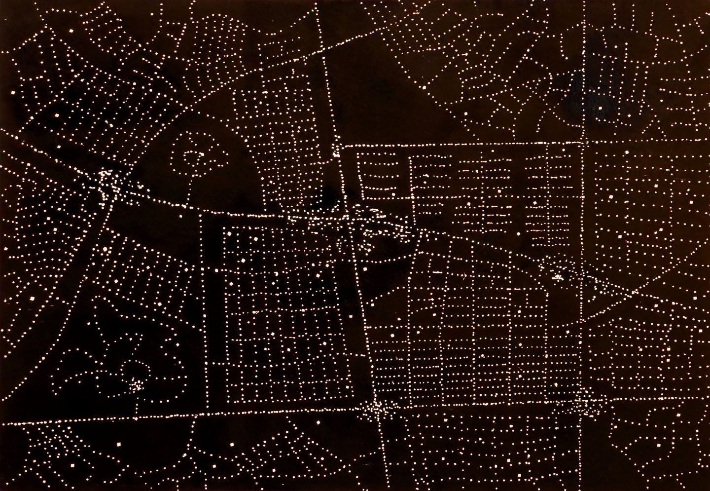 Suburban Sections With Gigawatts - 2 - Woodcut 2010 12 x 17