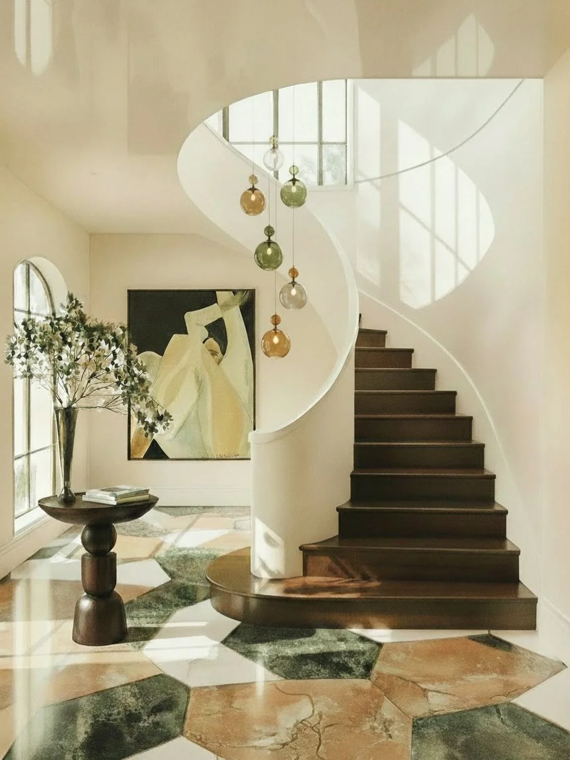 Step into style with our beautifully designed staircase! The feature pendant is the perfect touch.