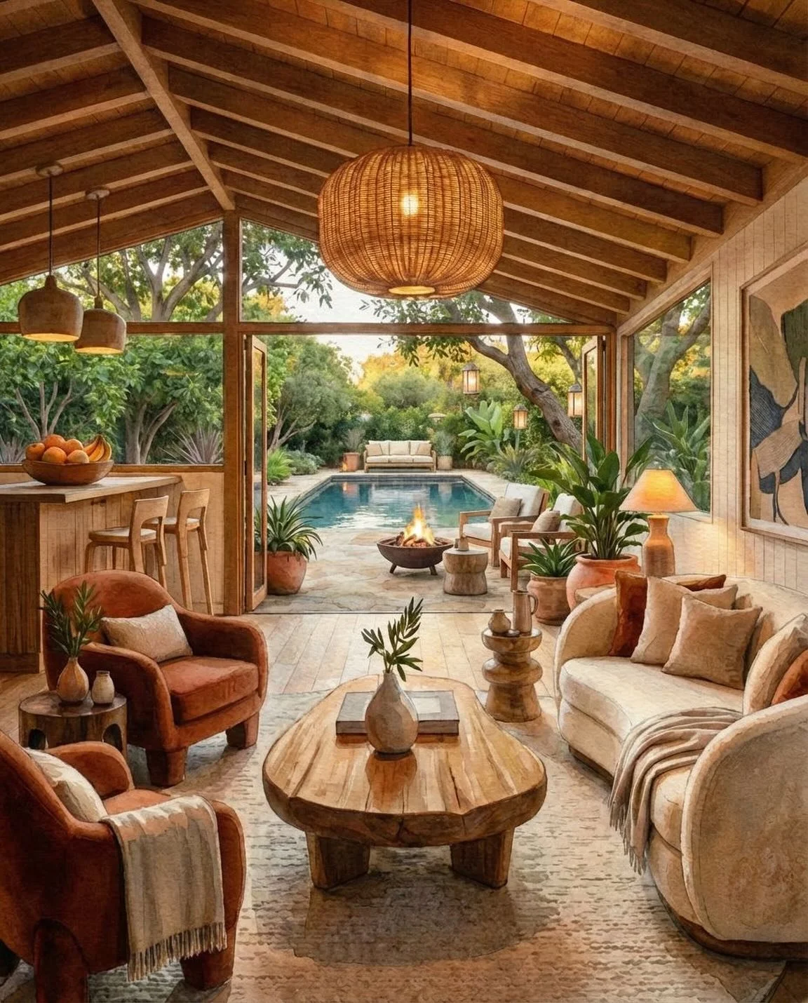 Check out today&rsquo;s Lex Concept: a Fire Island retreat with an expansive living area boasting stunning views of the garden and pool. The natural beauty of the surroundings is harmoniously integrated with the cozy interior.