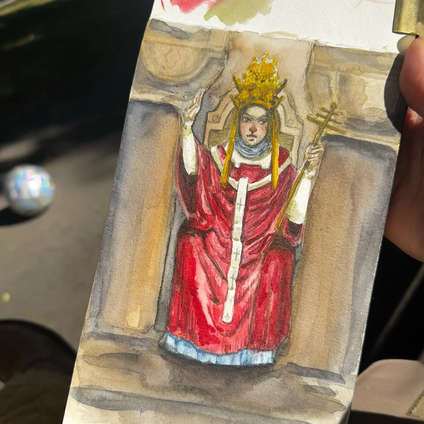 Finally done with this page and onto the next while the kids play in the park.