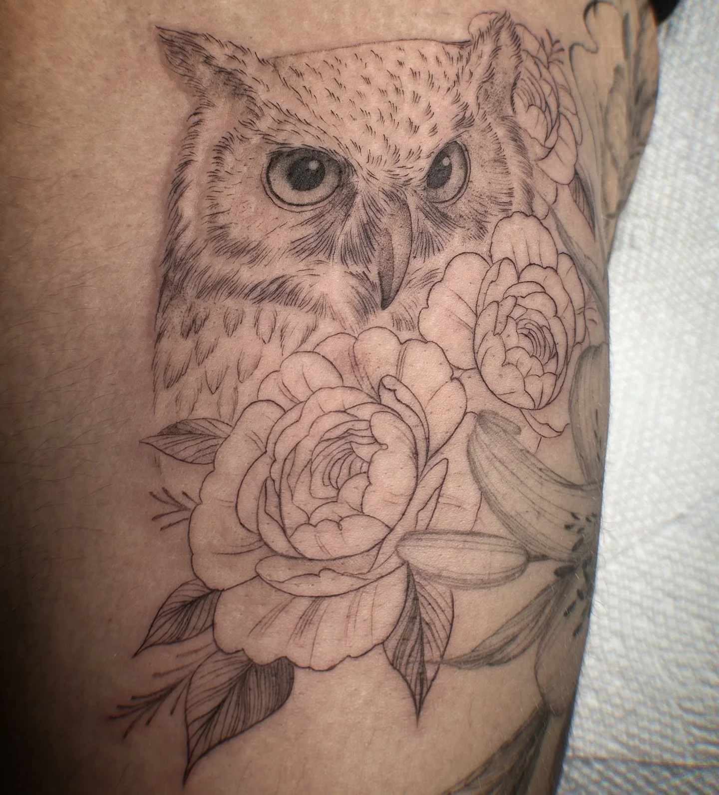 Thank you Kristy for taking the trip down to get this super fun tattoo. I LOVE tattooing owls. Always love our chats!