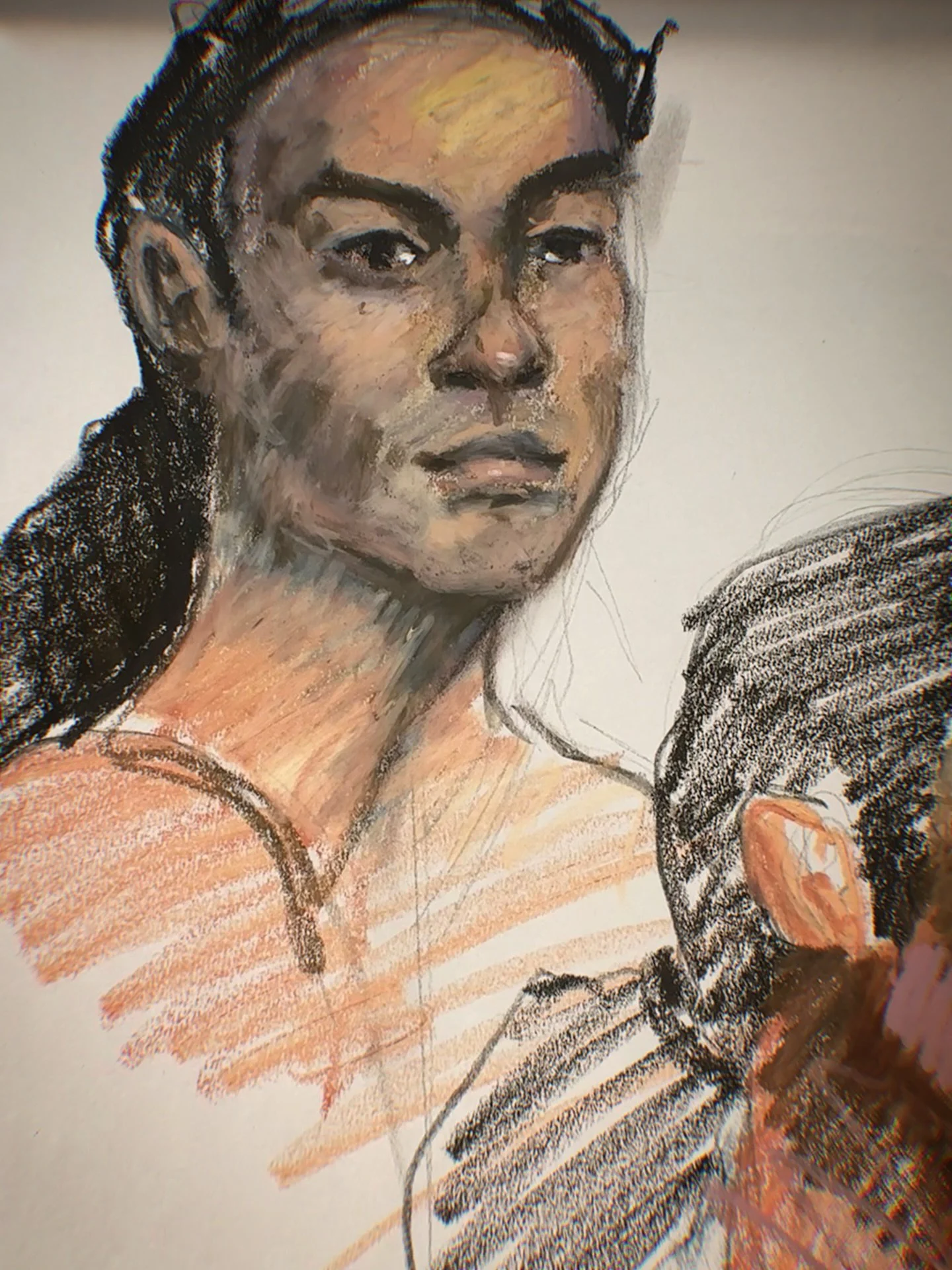 Today was fun! I was an impromptu model for the first set of pose for the class. It was really interesting to be on the other side of the figure drawing and gave me a different perspective for the models. I also stepped out of my comfort zone and wor