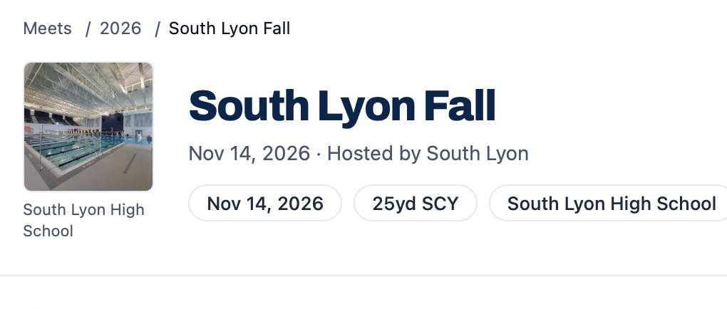 South Lyon Fall Meet (SCY)