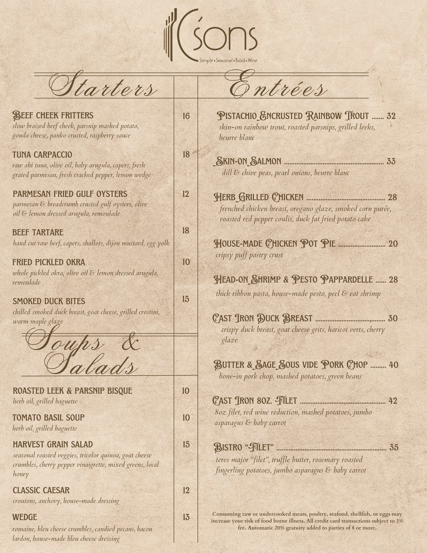 Csu Menu Menu — C'sons