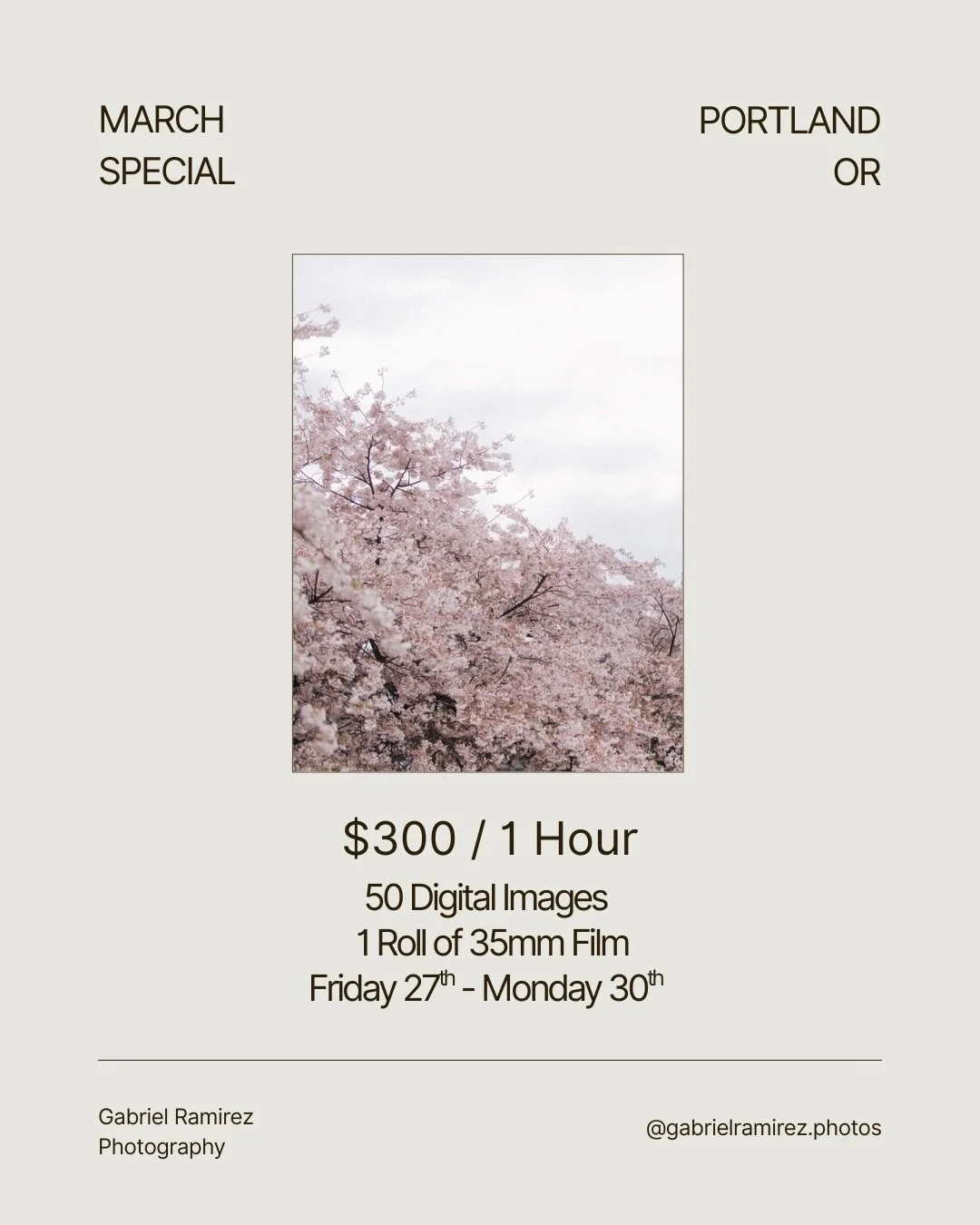 PORTLAND OREGON 🌸 It&rsquo;s Cherry Blossom season and I&rsquo;ll be in town!

I&rsquo;ll be in available Friday 27th - Monday 30th. I&rsquo;m only opening a small number of session while the blossoms are out. It&rsquo;s the perfect time to capture 