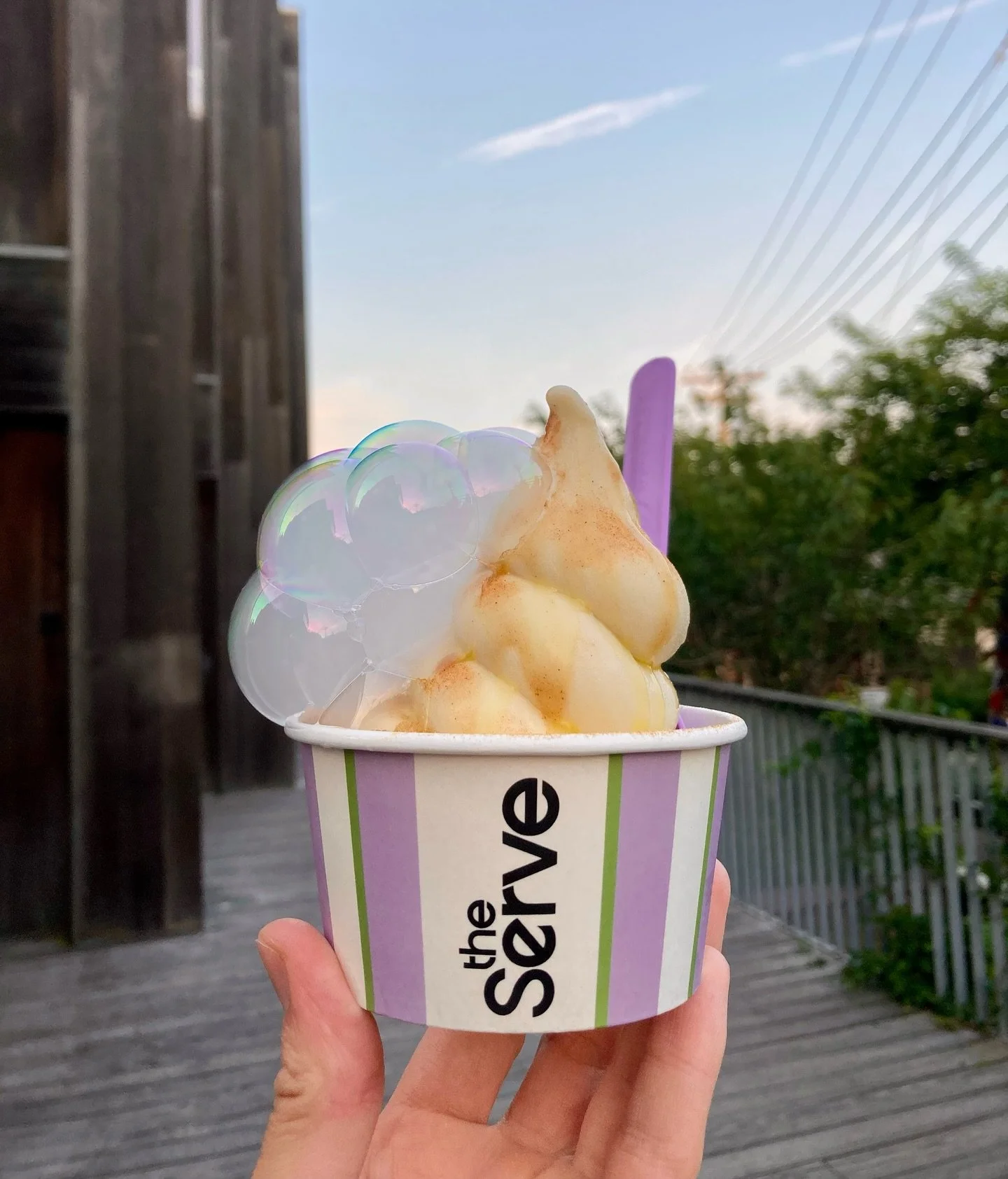 🫧 NEW SERVE 🫧 The Hari di Panna (inspired by @harinef) with Fior di Panna soft serve, graham cracker crumble, rosemary infused evoo, cinnadust, andddd edible bergamot bubbles. Pines Party week only :)

Dairy-free!

Photo by @blind_delusional_confid